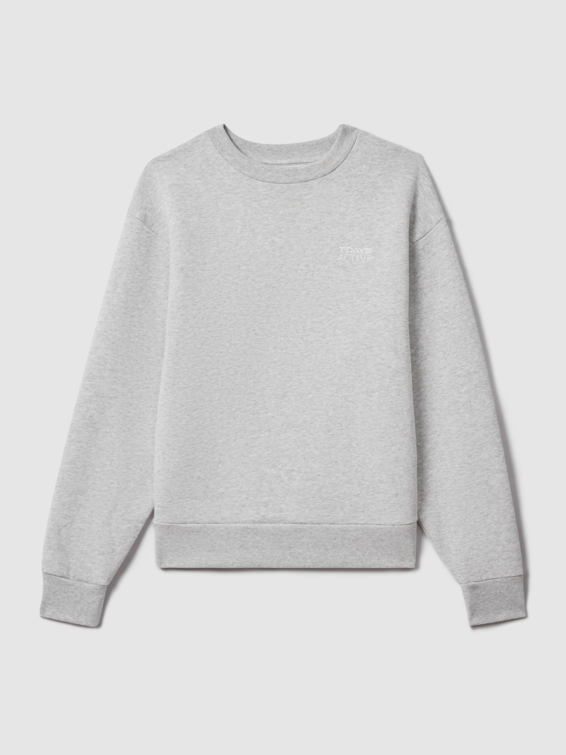 7 Days Active Cotton Crew Neck Sweatshirt in Heather Grey - Image 2 of 6