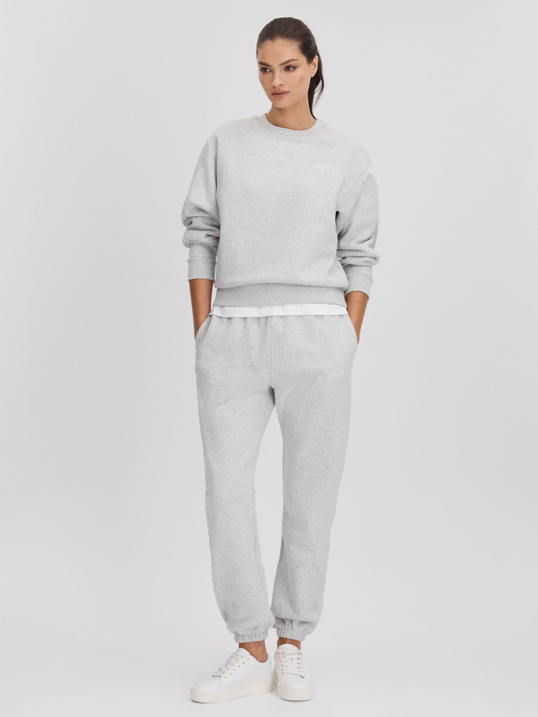 7 Days Active Cotton Crew Neck Sweatshirt in Heather Grey - Image 3 of 6