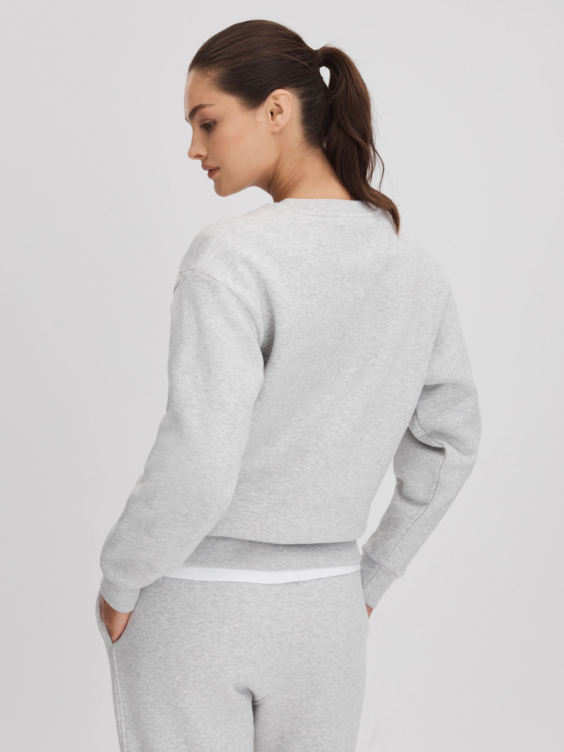7 Days Active Cotton Crew Neck Sweatshirt in Heather Grey - Image 5 of 6
