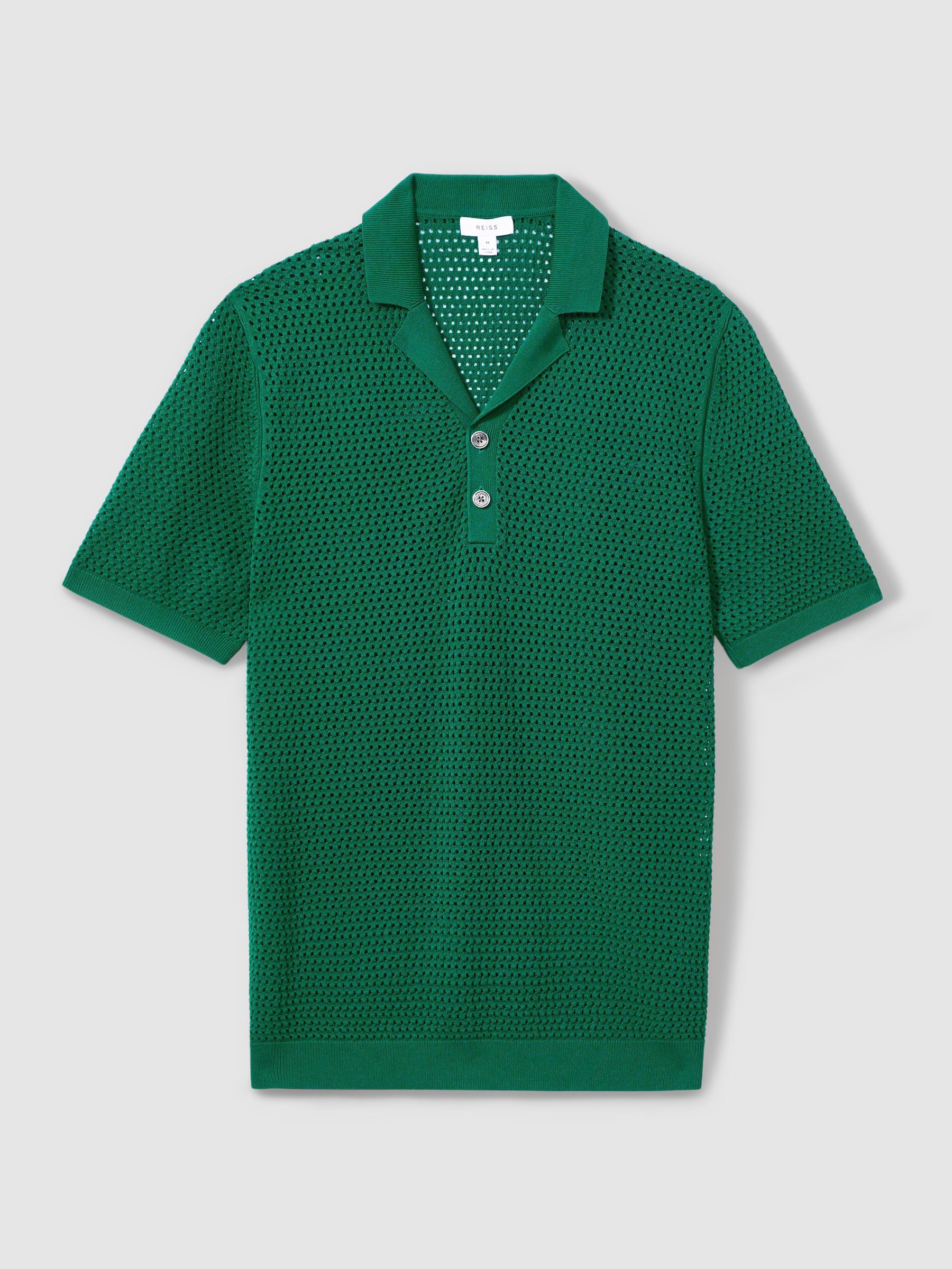 Knitted Cuban Collar Polo Shirt in Bright Green - Image 2 of 5
