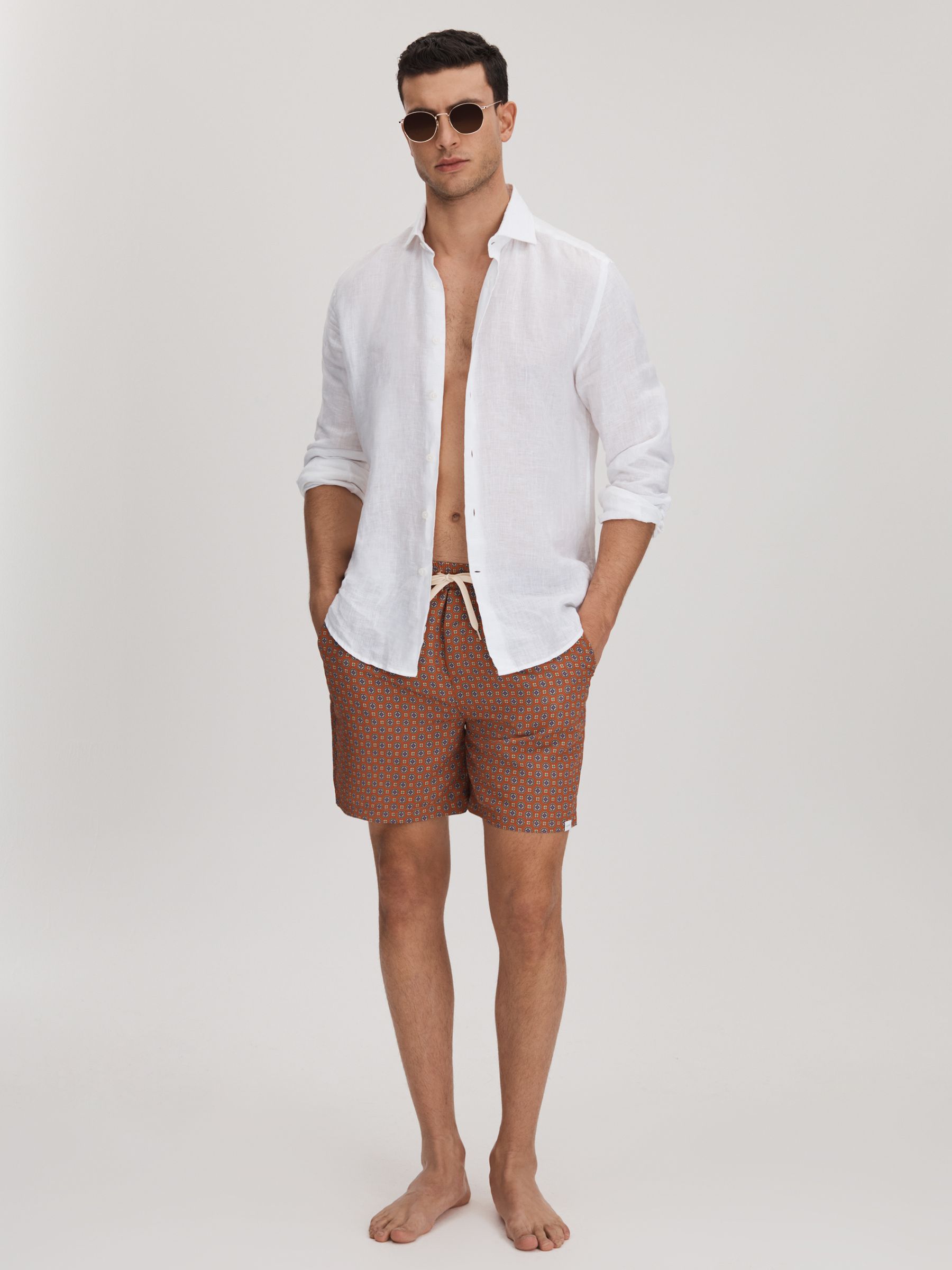 Les Deux Drawstring Swim Shorts in Terracotta - Image 3 of 6