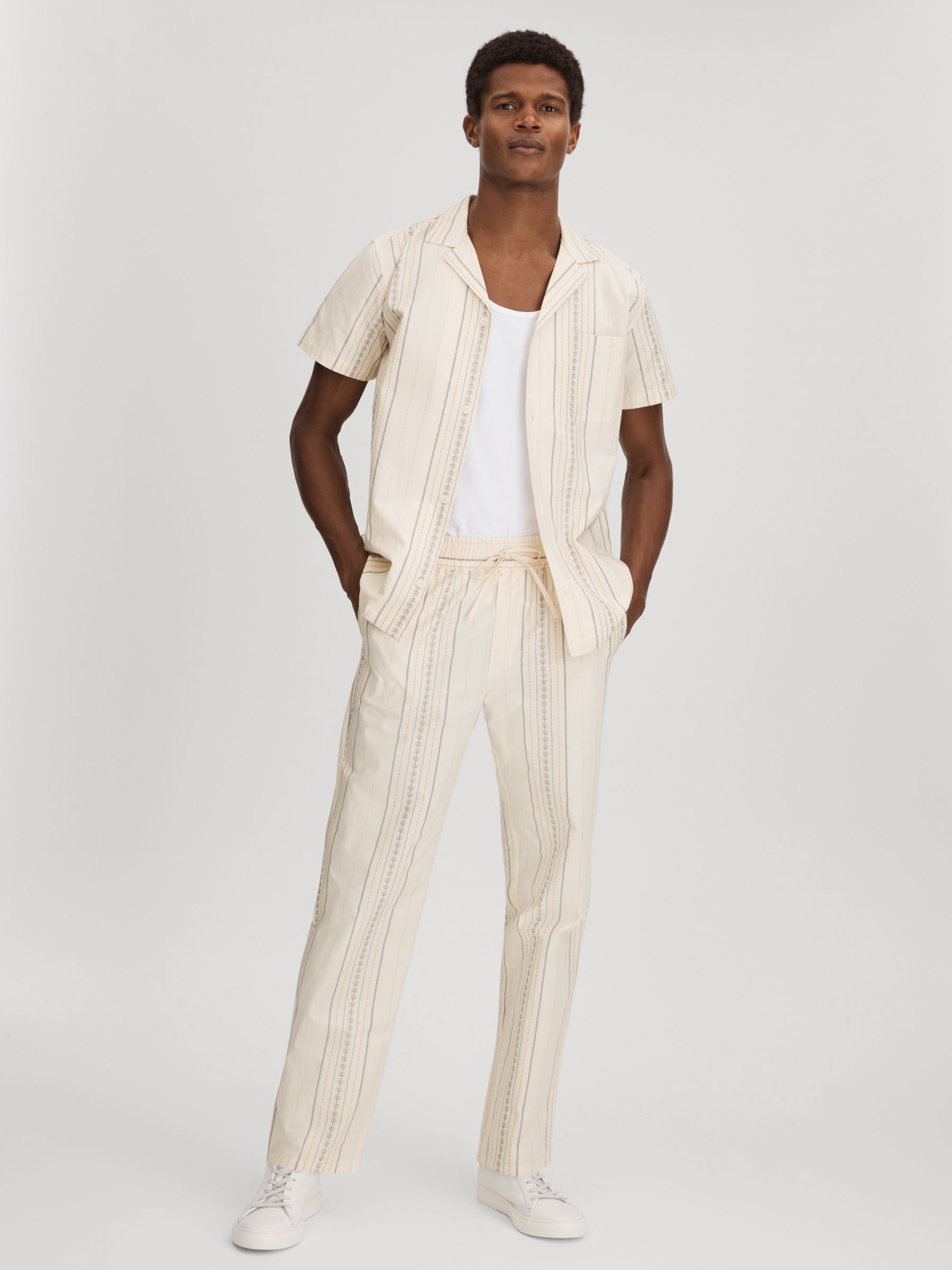 Les Deux Cotton Embroidered Cuban Collar Shirt in Ivory - Image 3 of 6