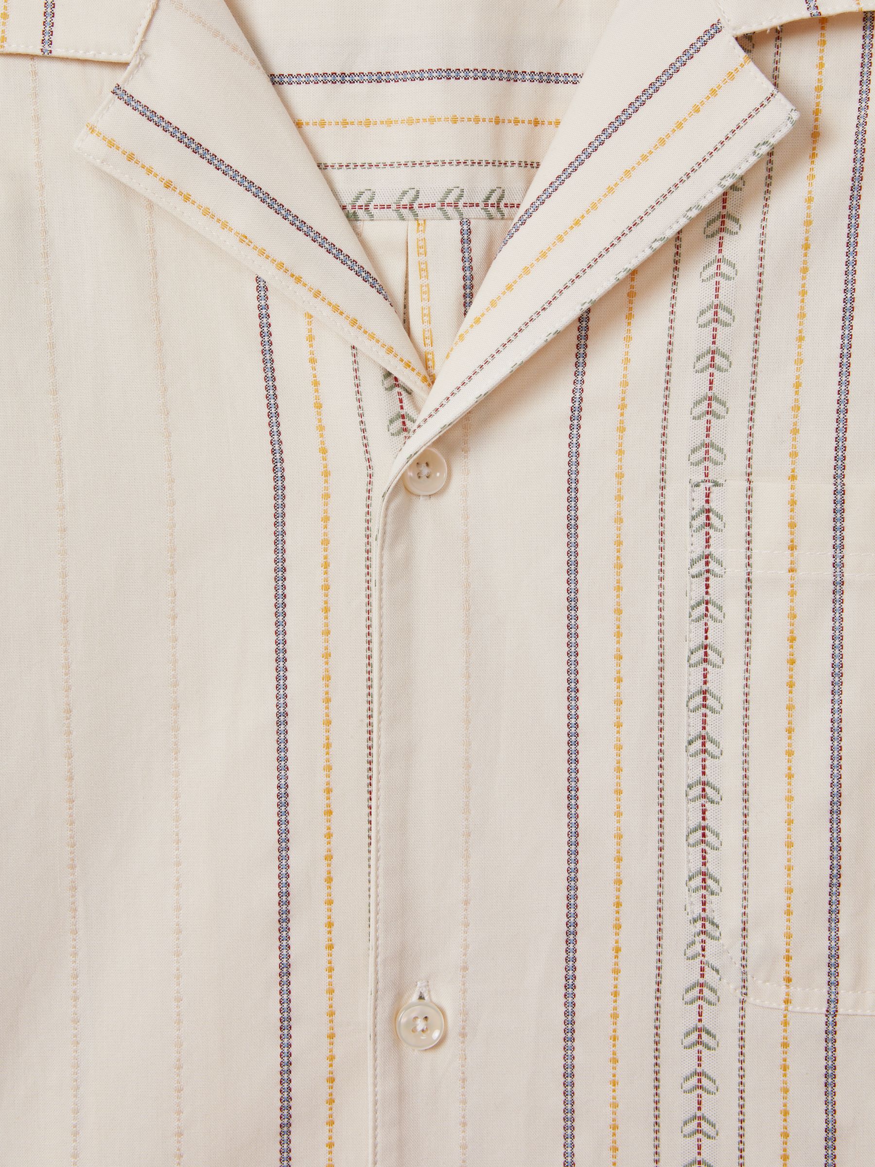 Les Deux Cotton Embroidered Cuban Collar Shirt in Ivory - Image 6 of 6