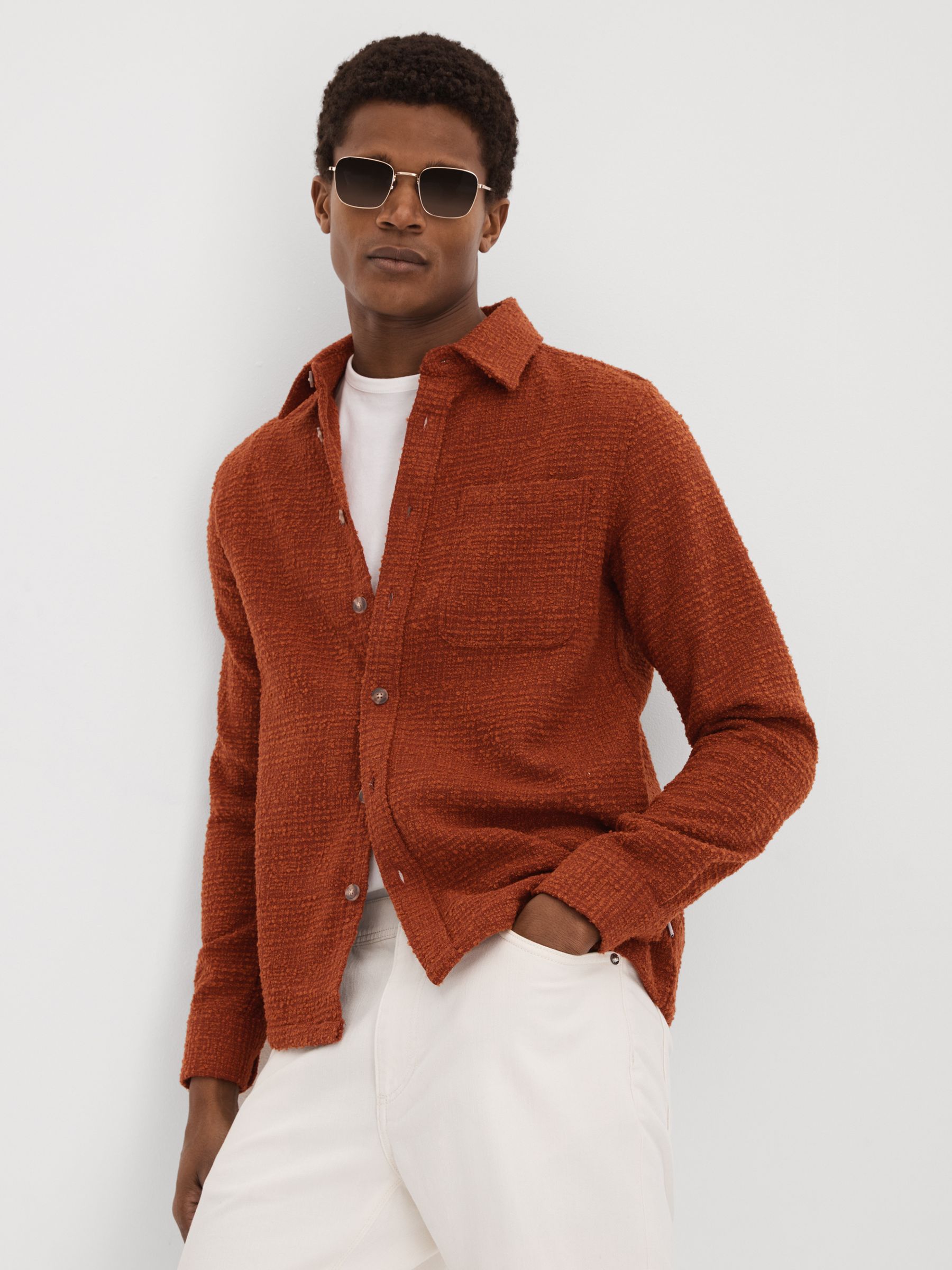 Les Deux Boucle Button-Through Shirt in Dark Orange - Image 1 of 6