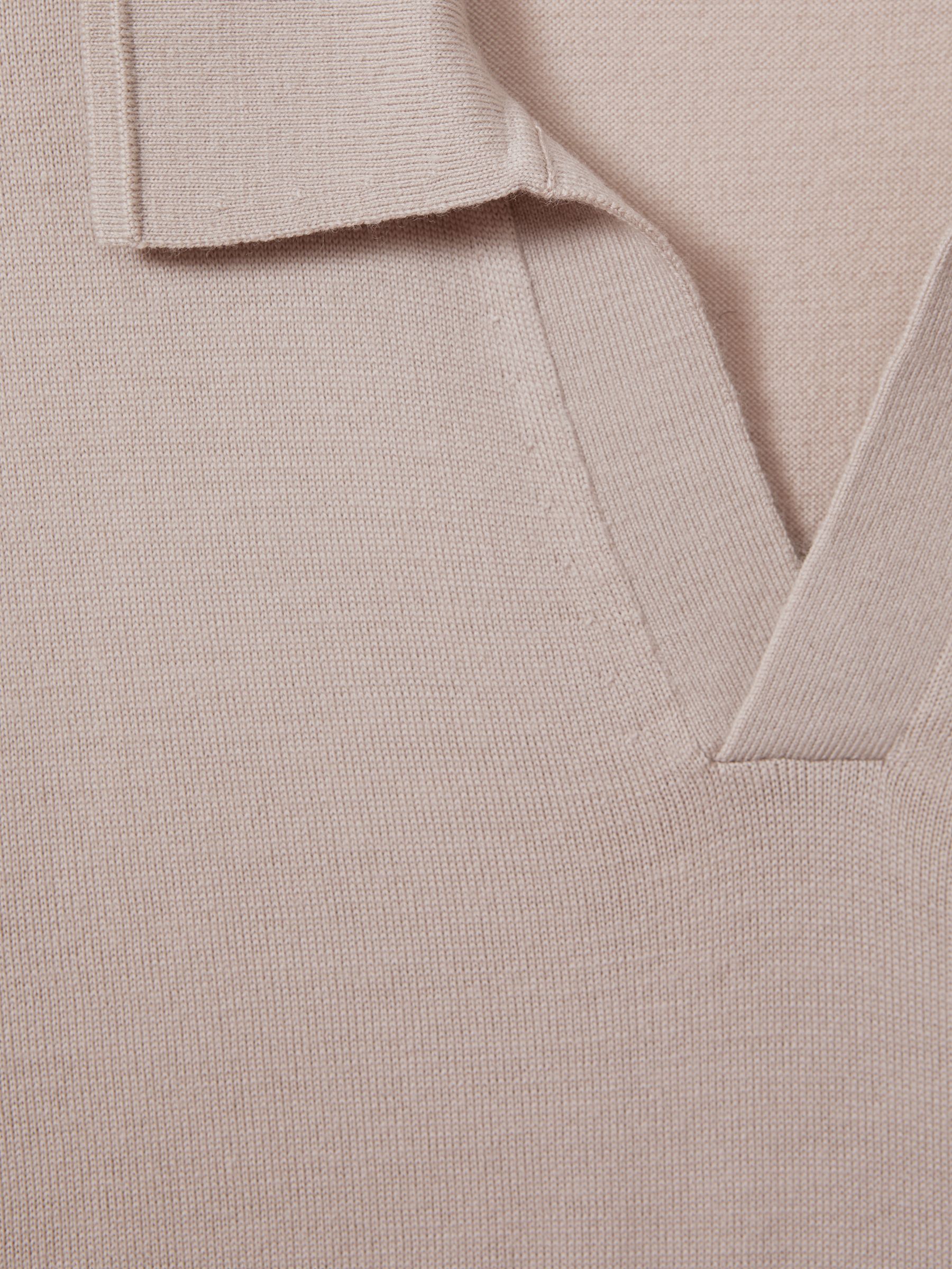 Merino Wool Open Collar Polo Shirt in Washed Stone - Image 5 of 5