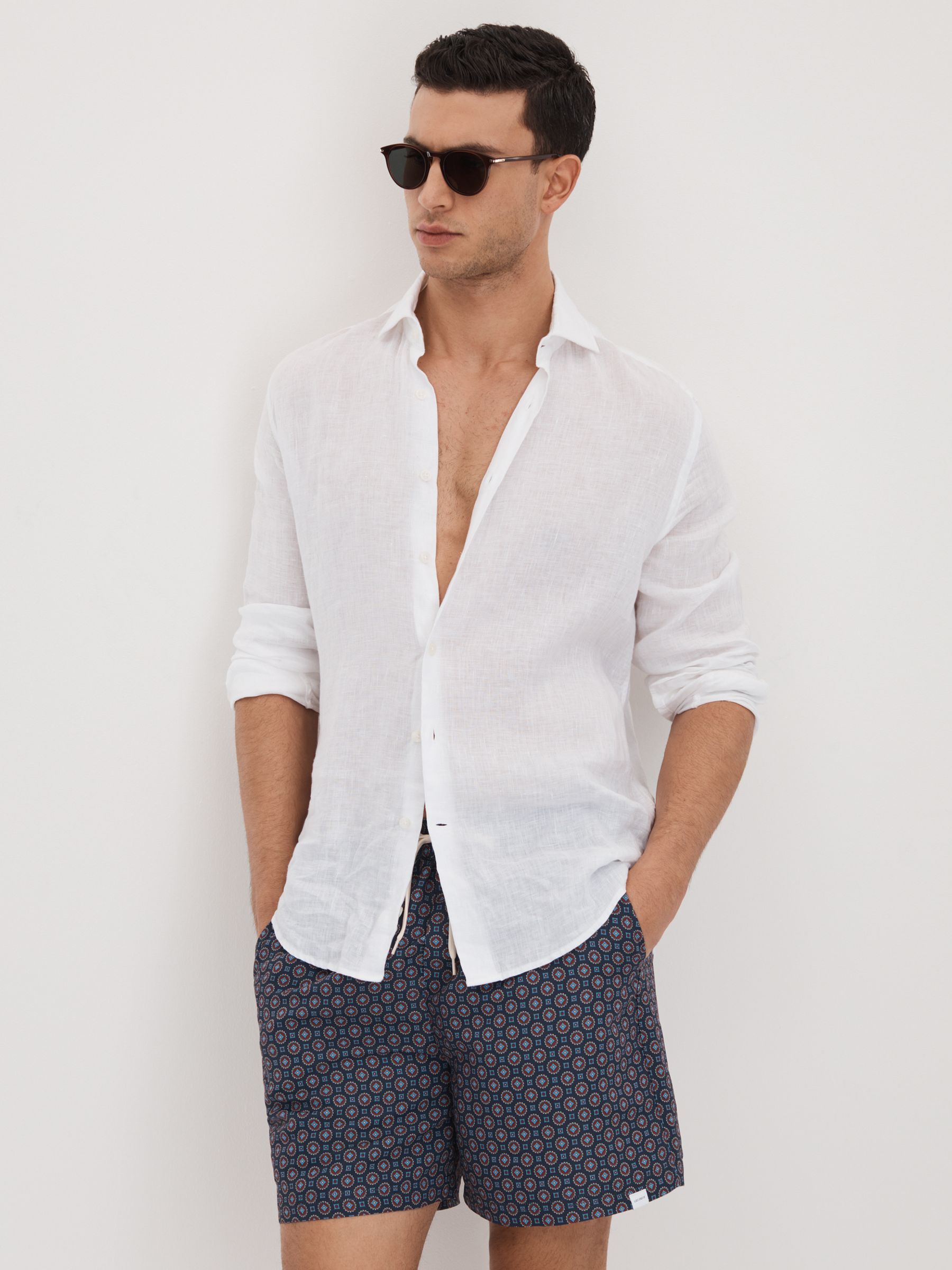 Les Deux Drawstring Swim Shorts in Dark Navy - Image 1 of 6