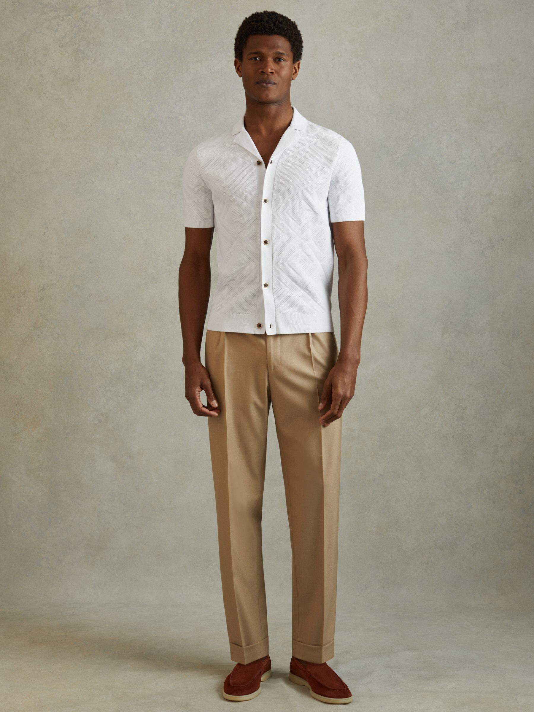 Cuban Collar 100% Cotton Shirt in White - Image 3 of 6
