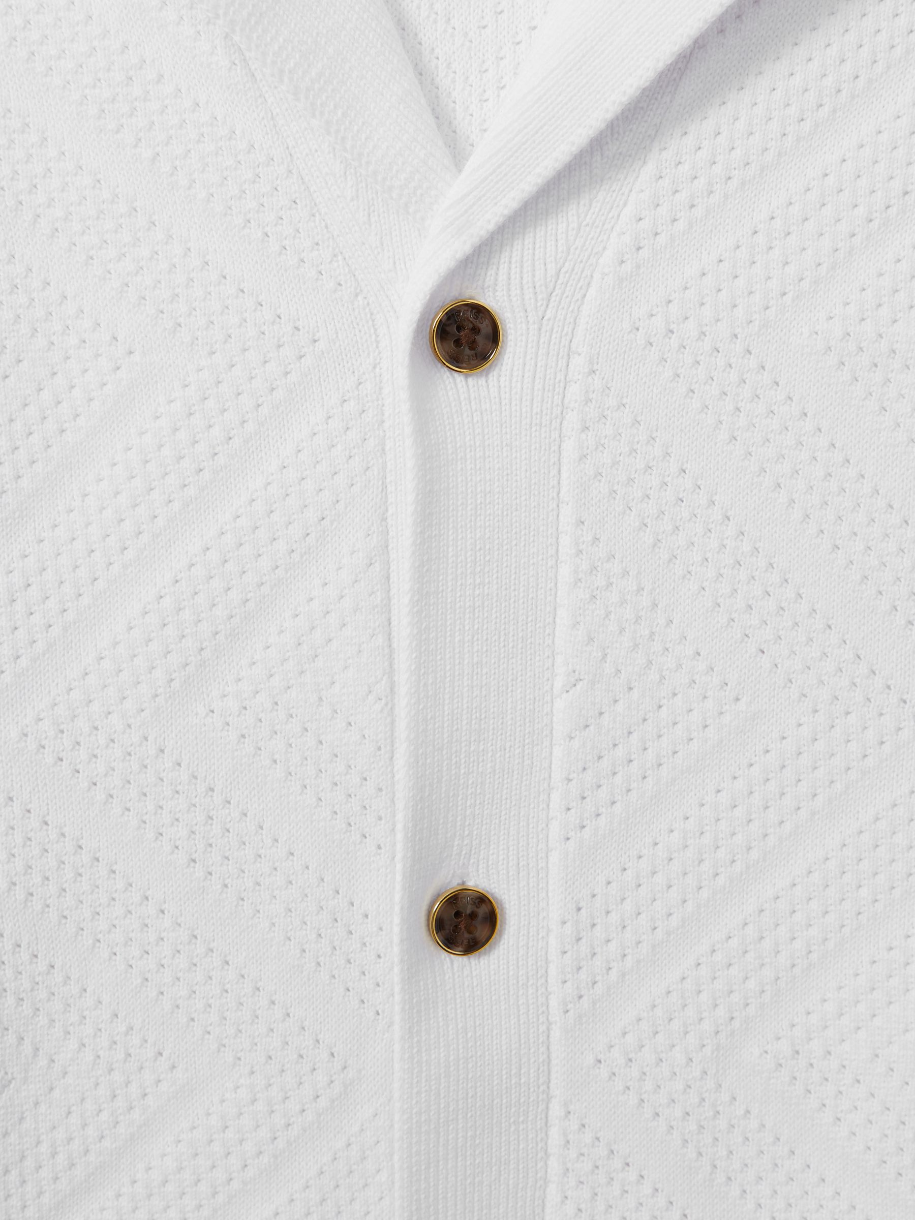 Cuban Collar 100% Cotton Shirt in White - Image 6 of 6 Cuban Collar 100% Cotton Shirt in White - Image 6 of 6