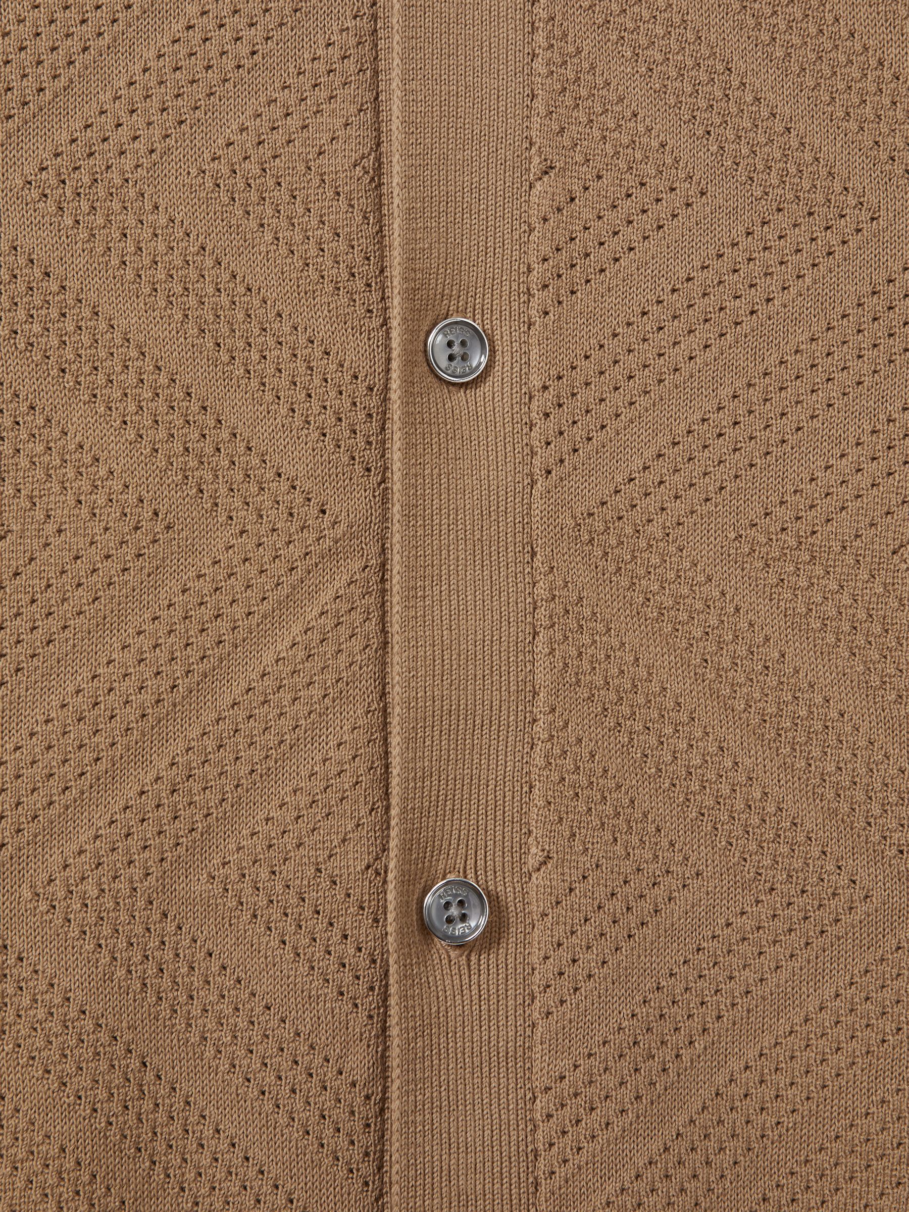 Cotton Cuban Collar Shirt in Camel - Image 6 of 6