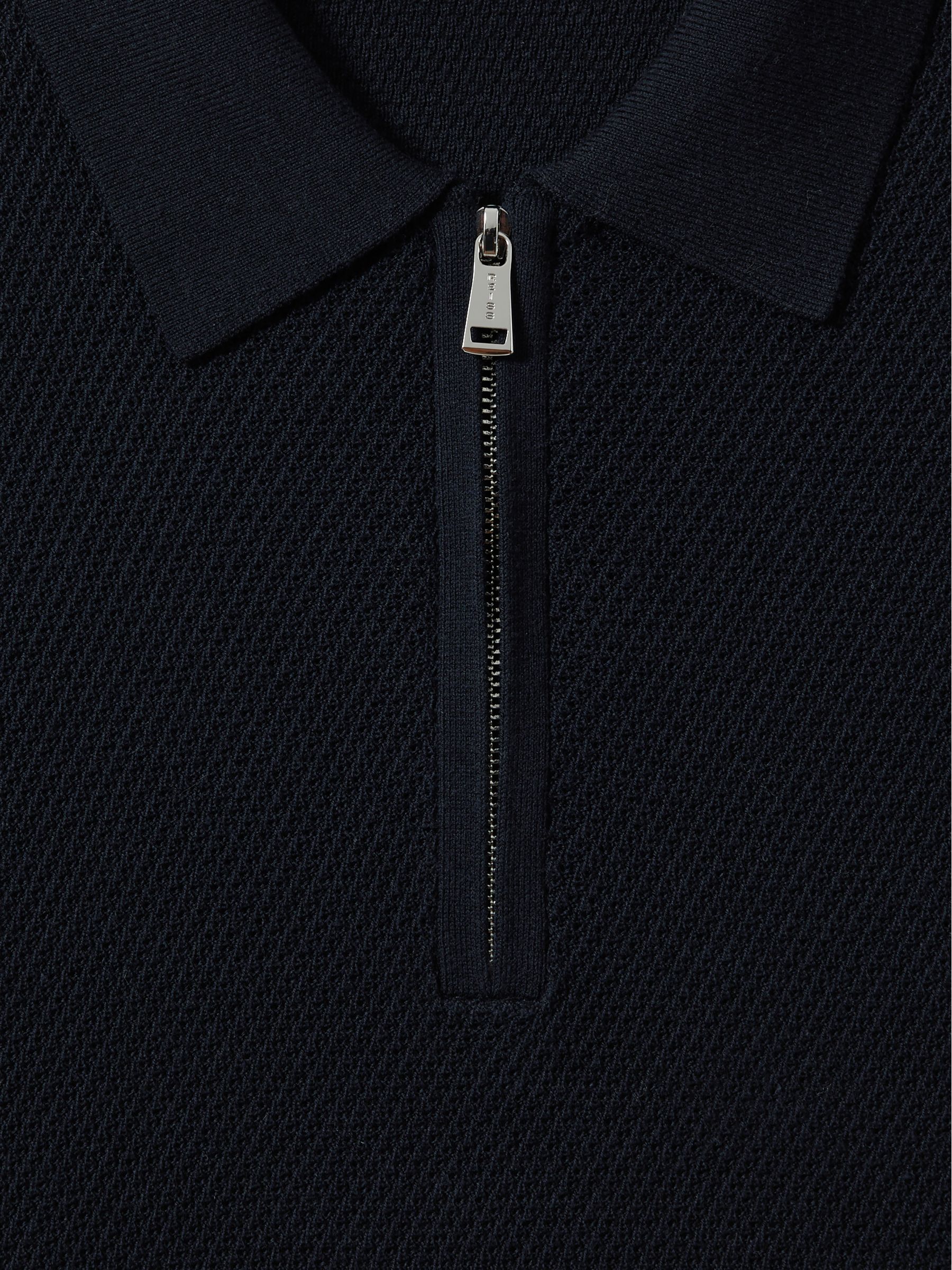Textured Half-Zip Polo Shirt in Navy - Image 5 of 5