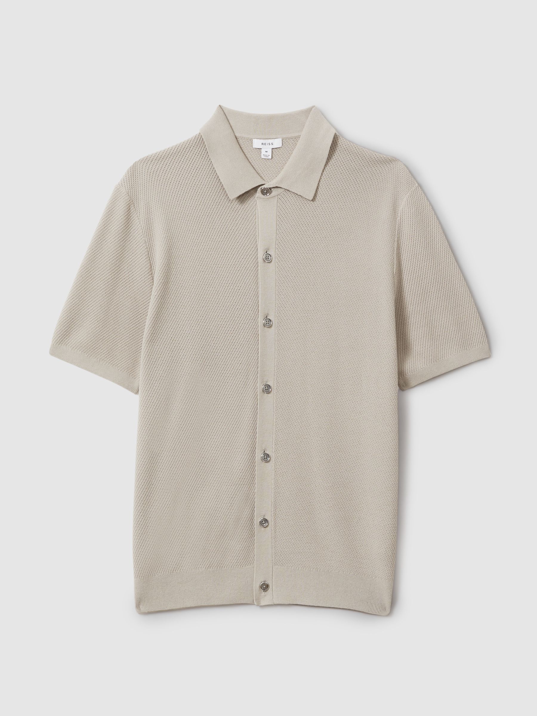 Cotton Blend Textured Shirt in Stone - Image 2 of 6 Cotton Blend Textured Shirt in Stone - Image 2 of 6