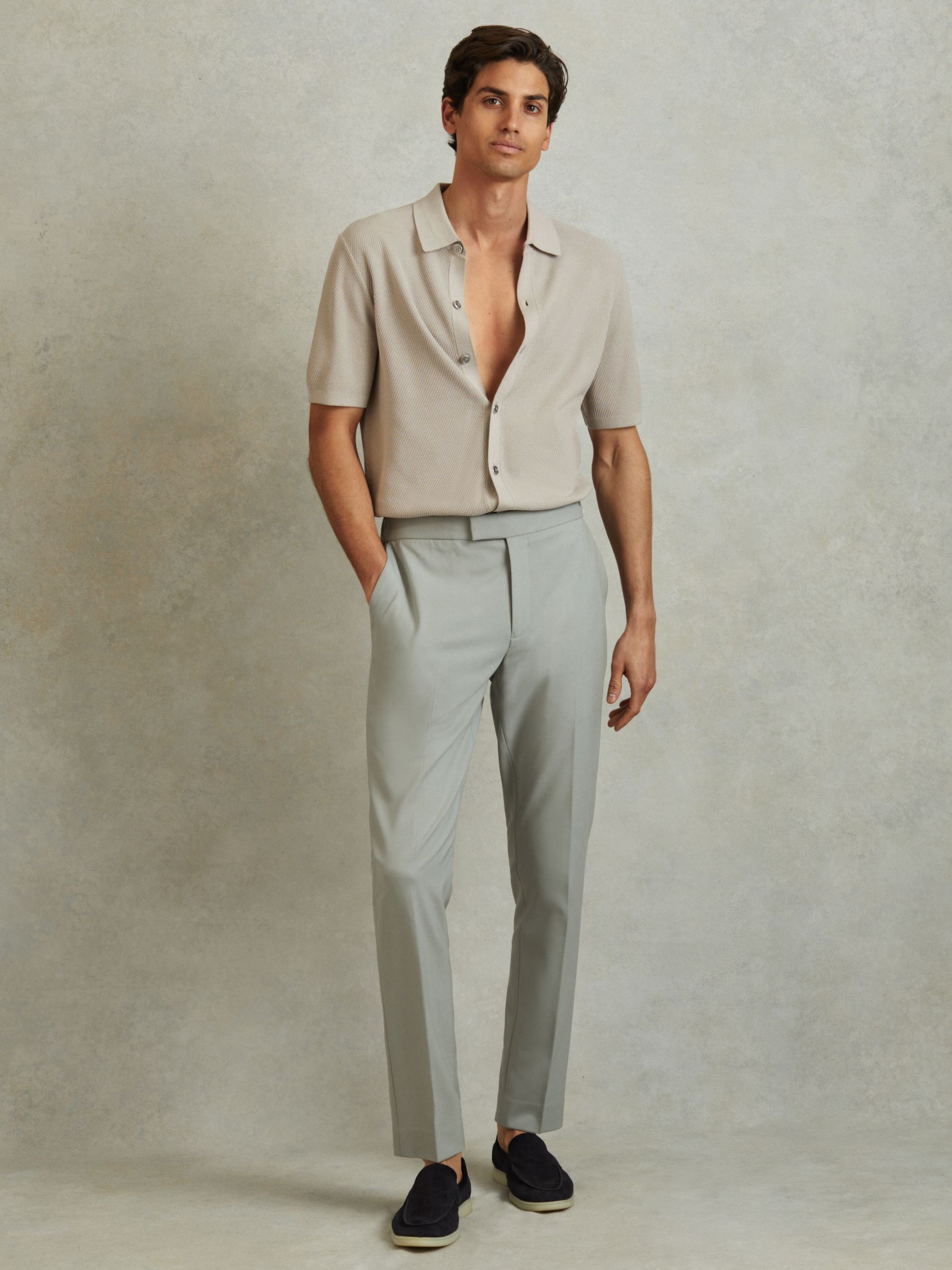 Cotton Blend Textured Shirt in Stone - Image 3 of 6