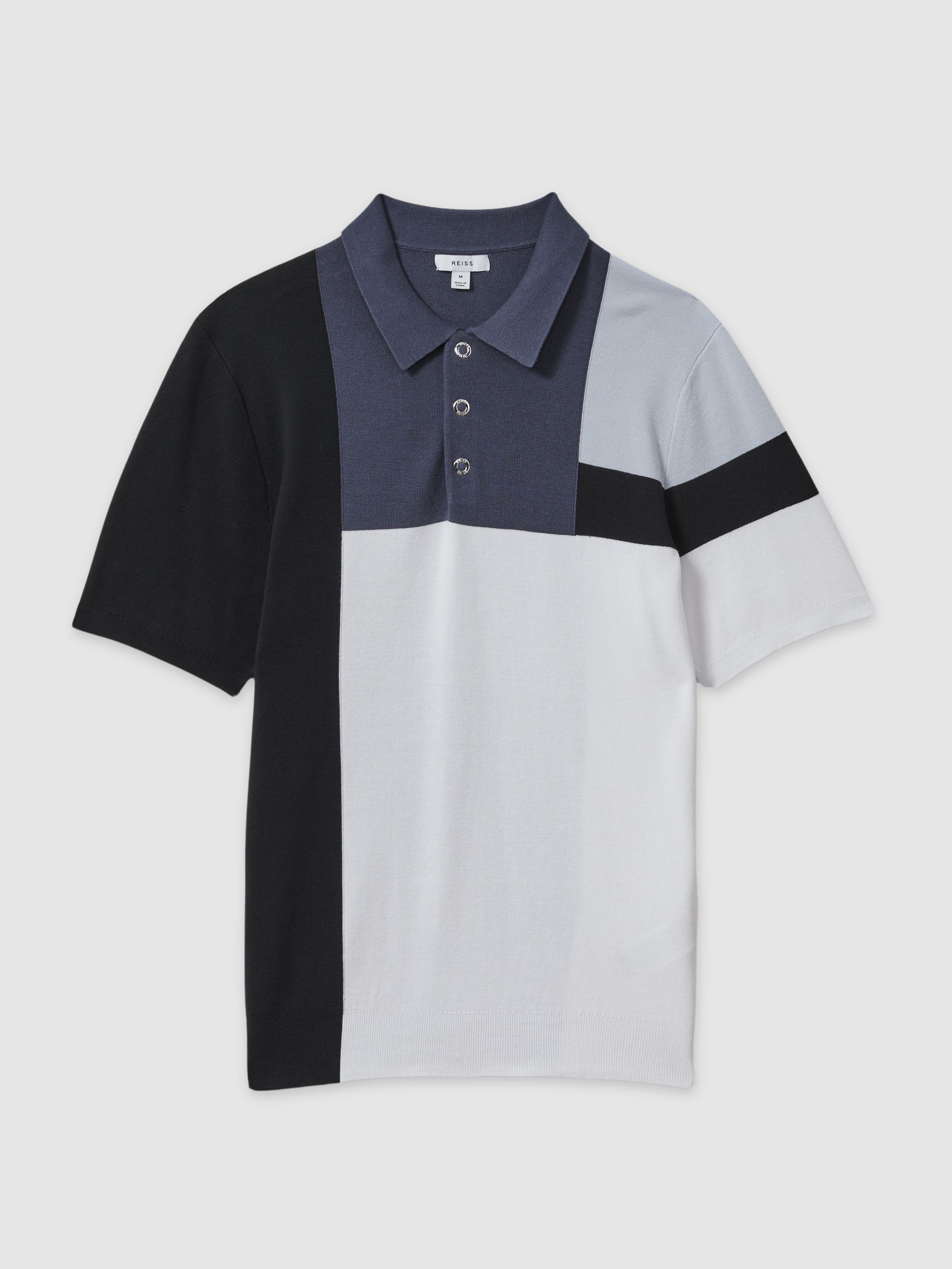 Colourblock Polo Shirt in Blue Multi - Image 2 of 5