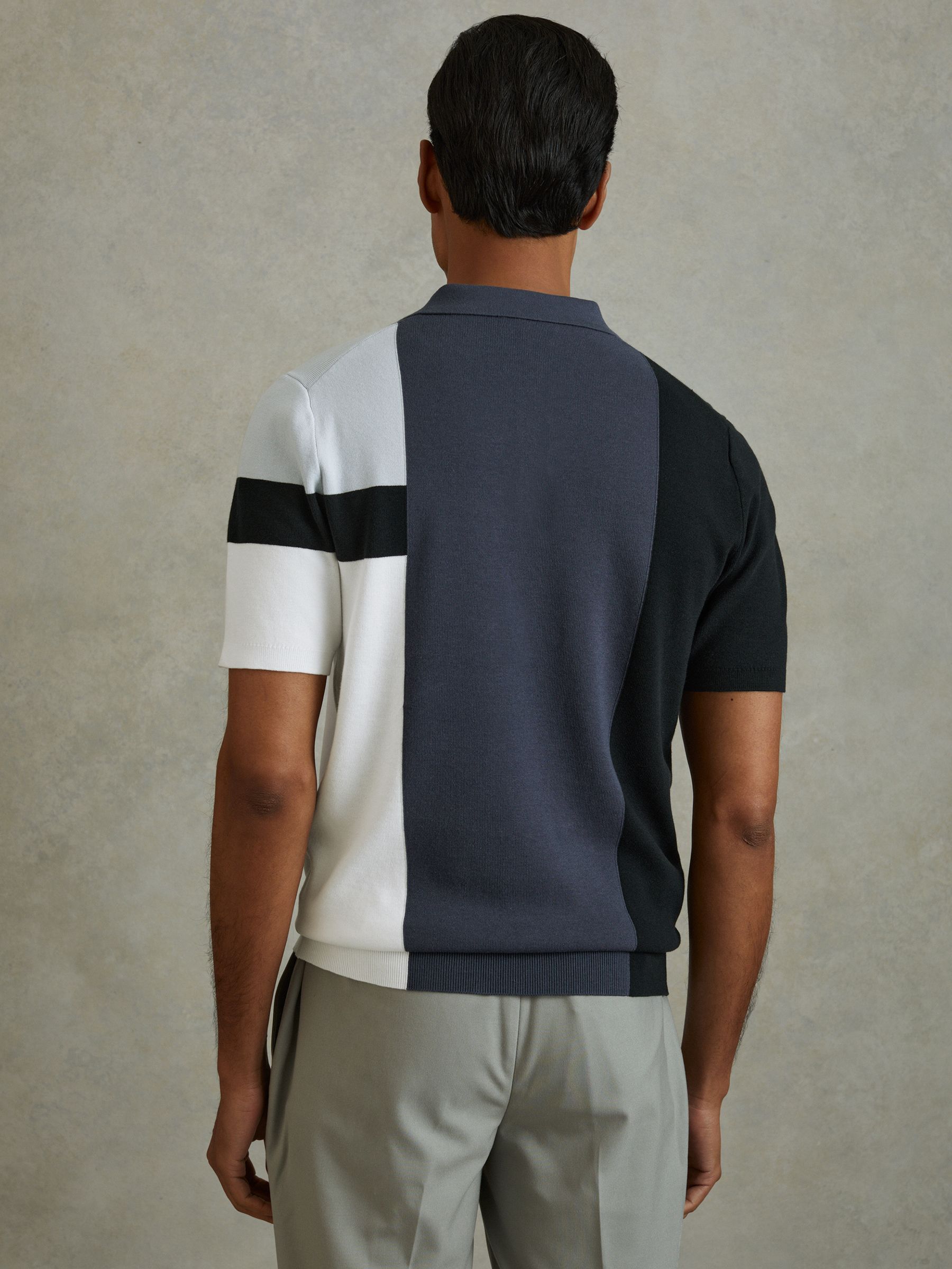 Colourblock Polo Shirt in Blue Multi - image 4