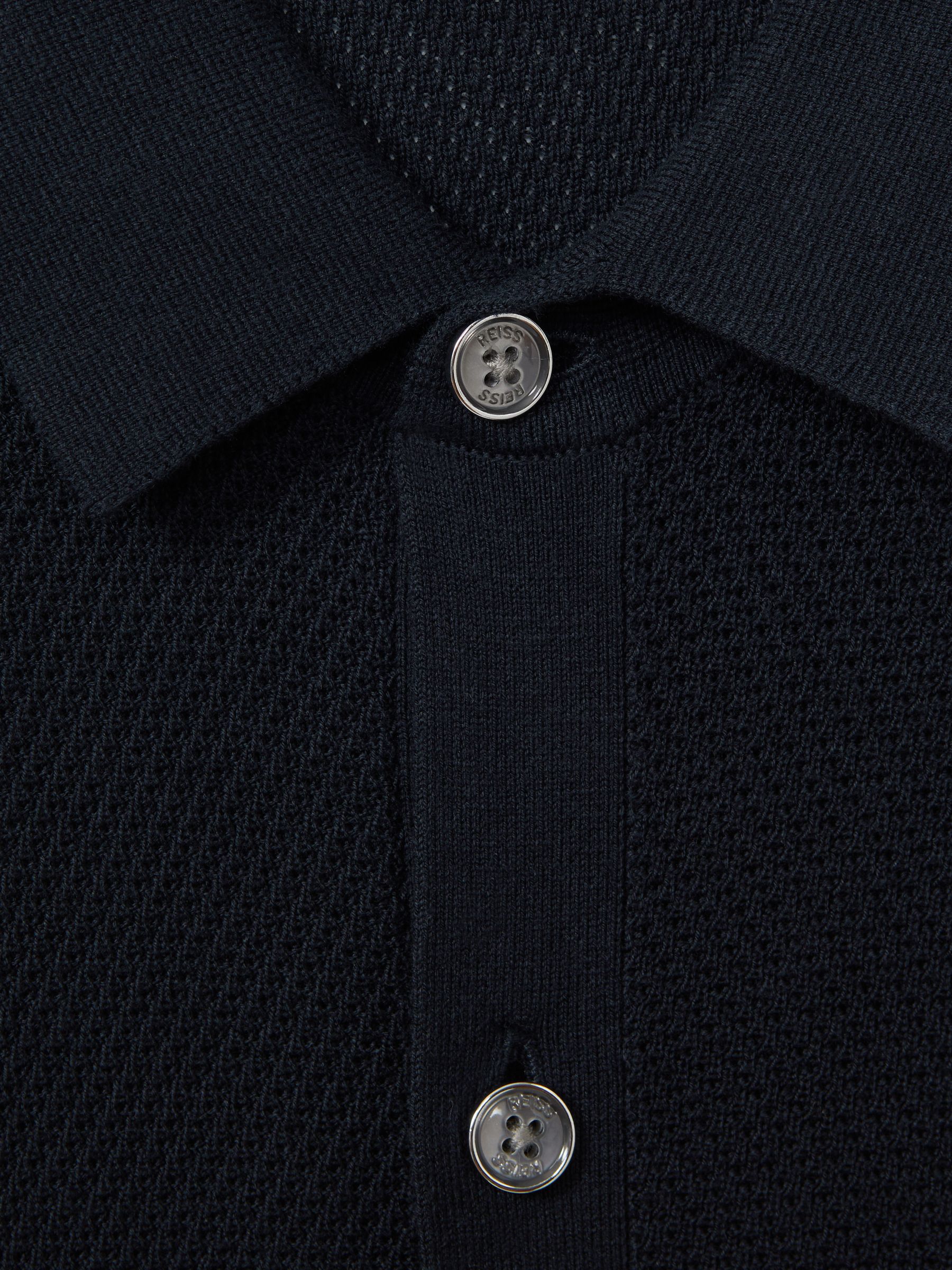 Cotton Blend Textured Shirt in Navy - Image 6 of 6
