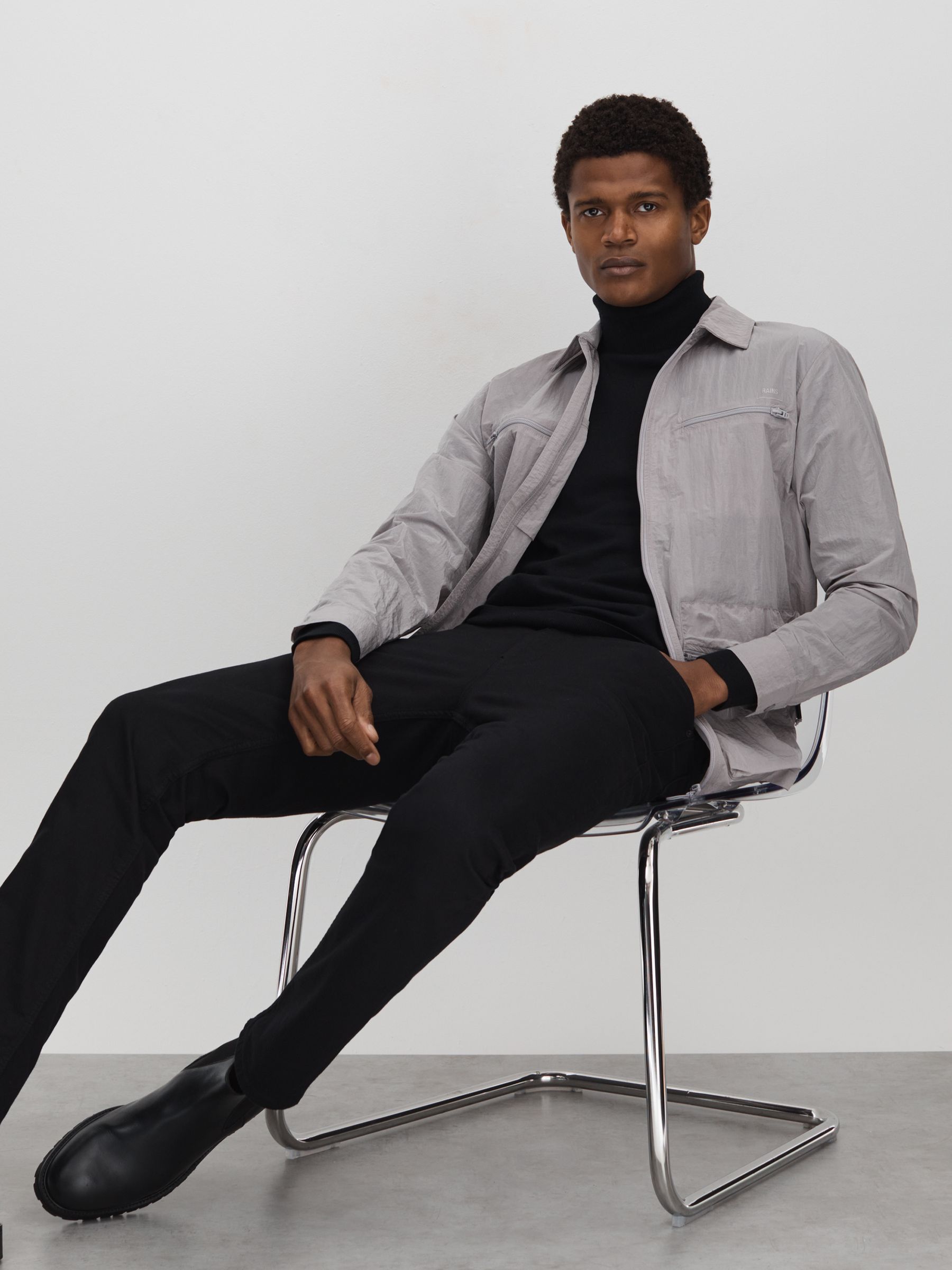 Rains Lightweight Crinkled Jacket in Flint Grey - Image 1 of 7