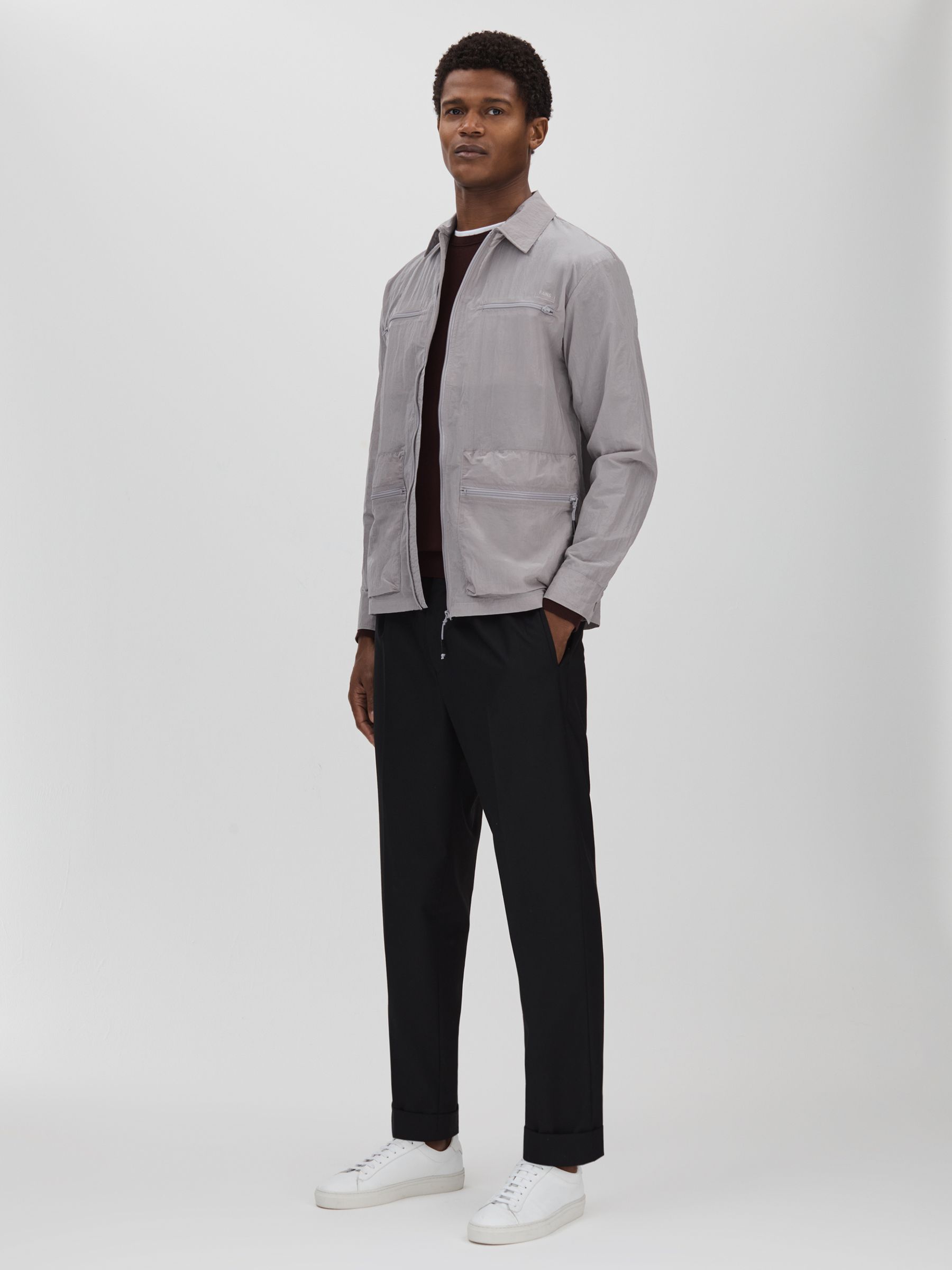 Rains Lightweight Crinkled Jacket in Flint Grey - Image 3 of 7