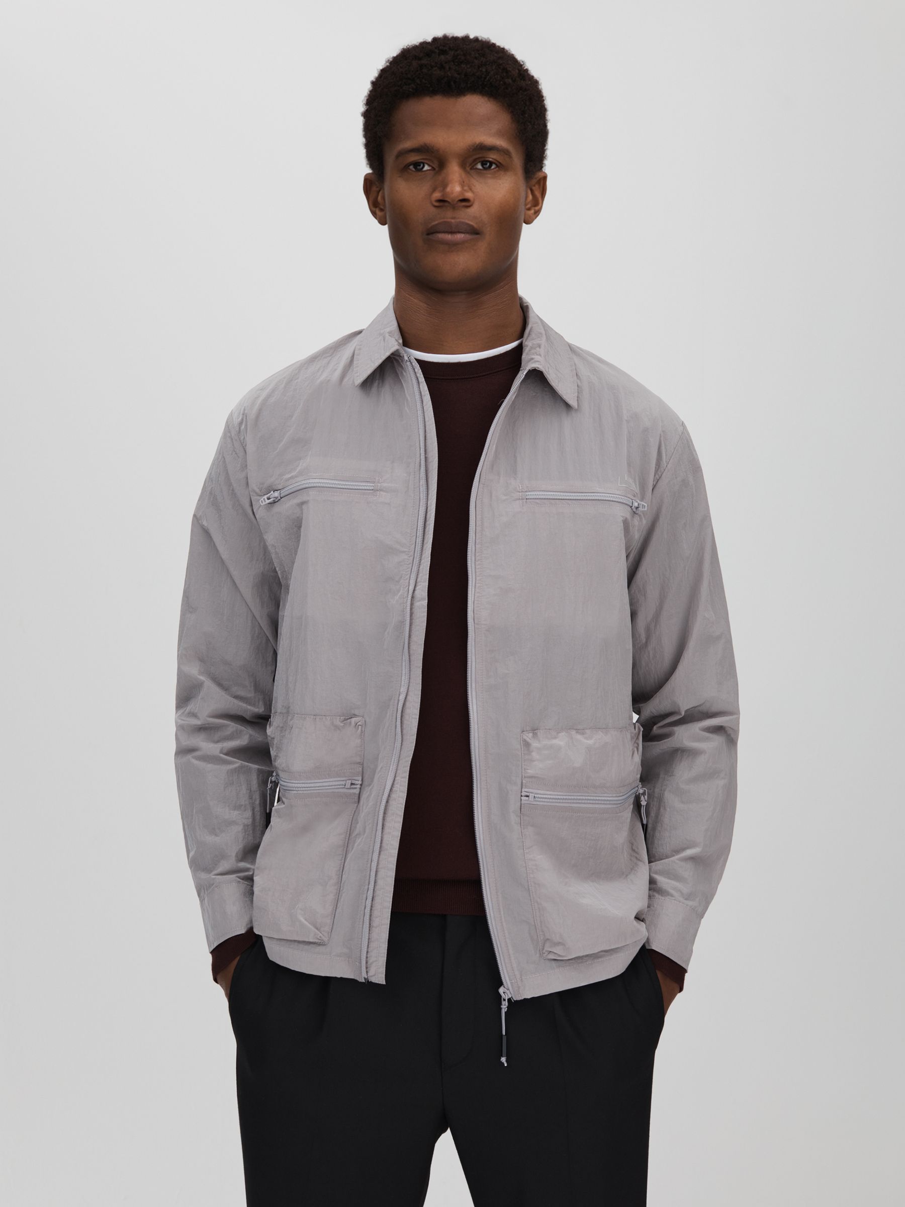 Rains Lightweight Crinkled Jacket in Flint Grey - Image 4 of 7