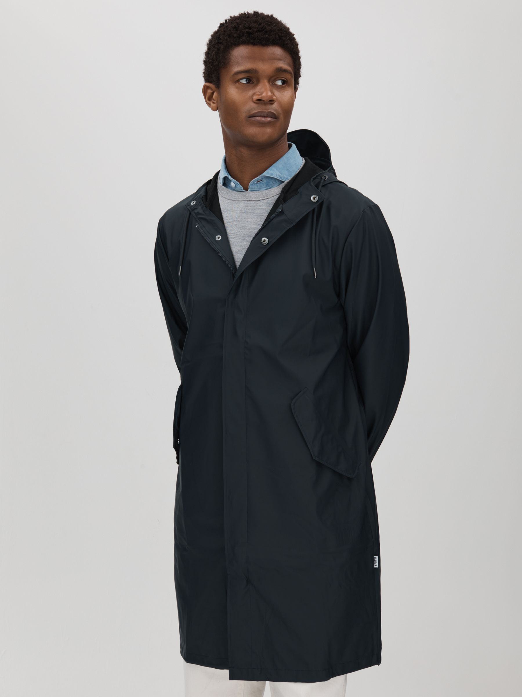Rains Unisex Fishtail Parka in Navy - Image 3 of 6