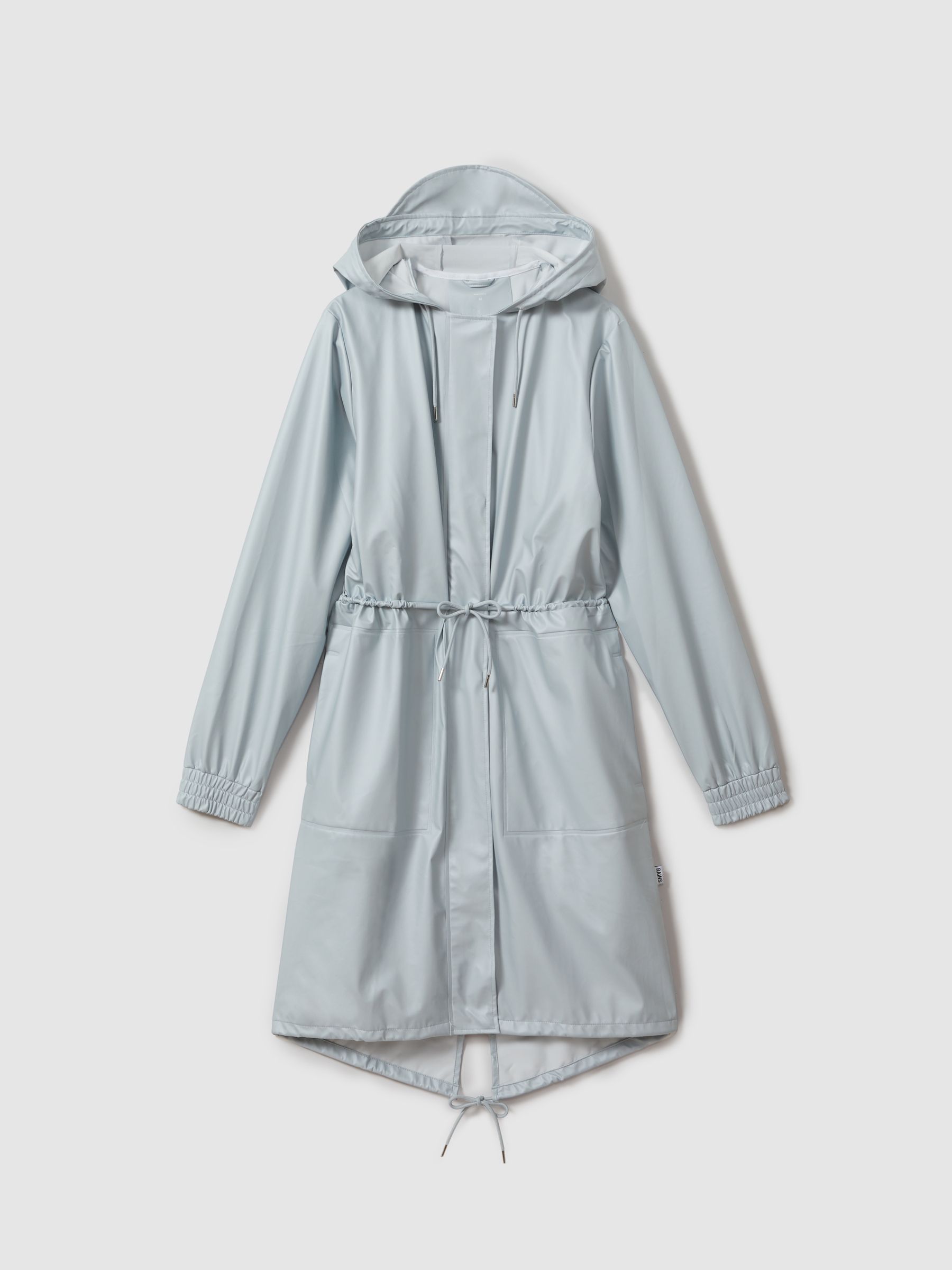 Rains Drawstring Parka Raincoat in Light Blue - Image 2 of 6