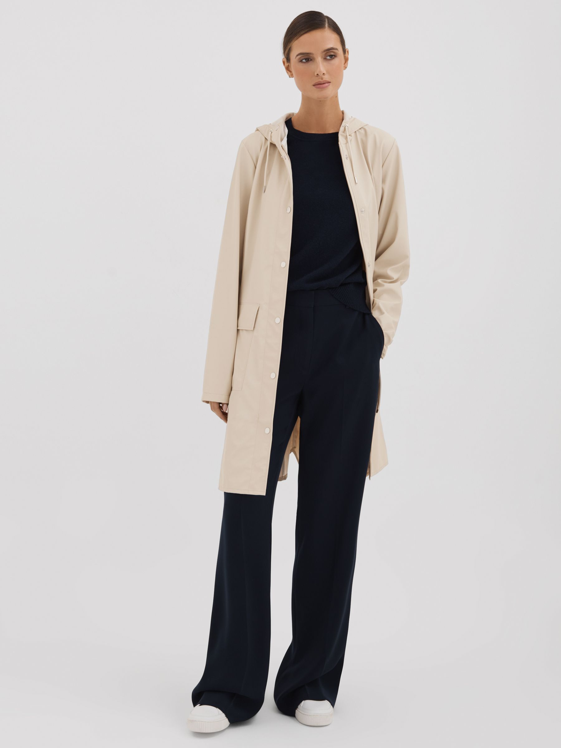 Rains Belted Raincoat in Dune Cream - Image 2 of 4