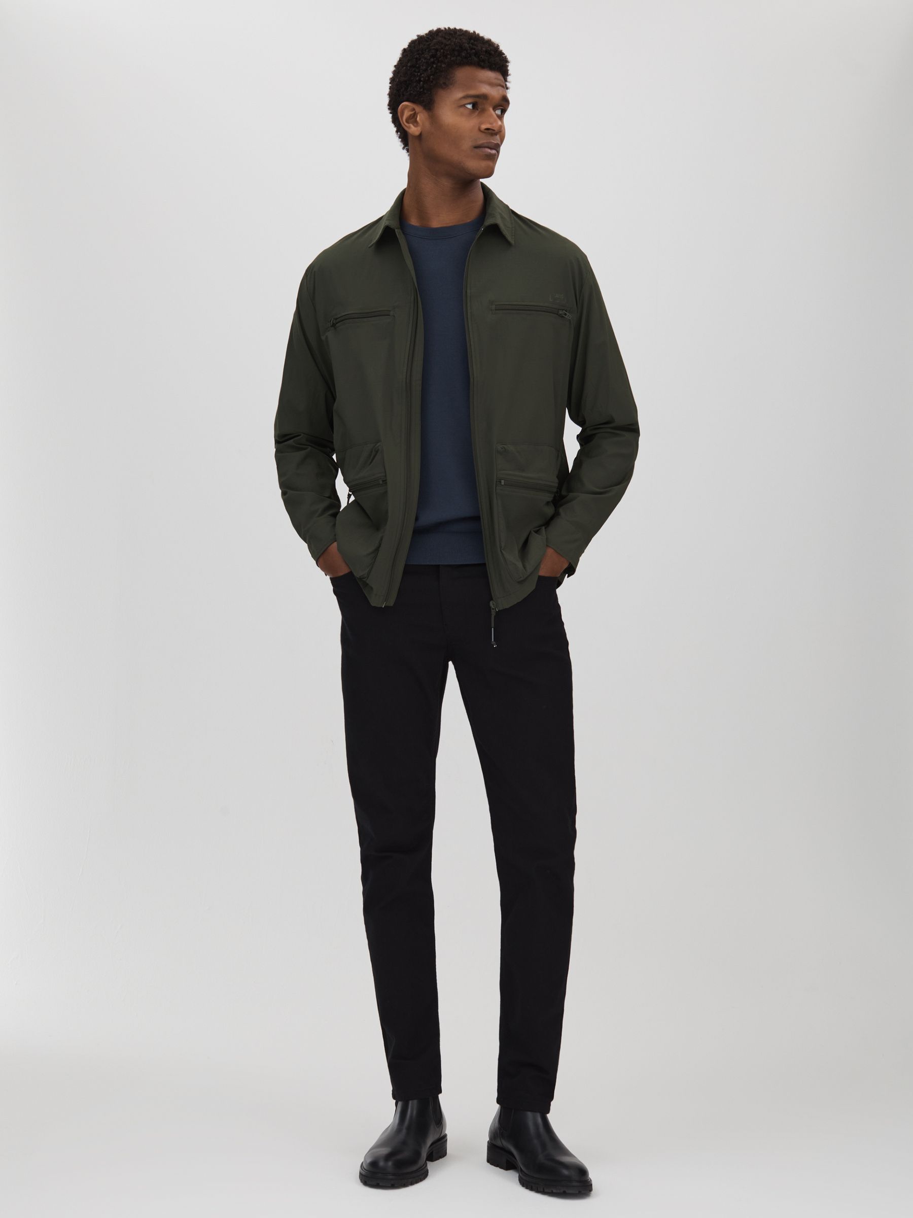 Rains Utility Overshirt in Green - Image 3 of 6