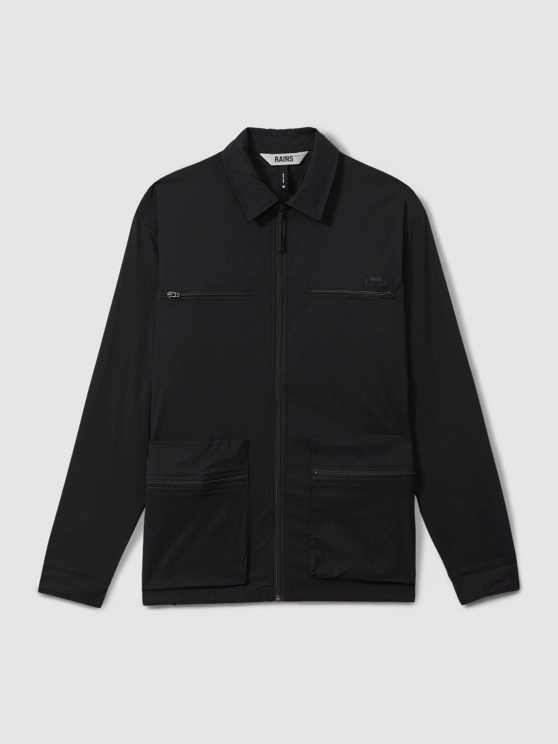 Rains Utility Overshirt in Black - Image 2 of 6