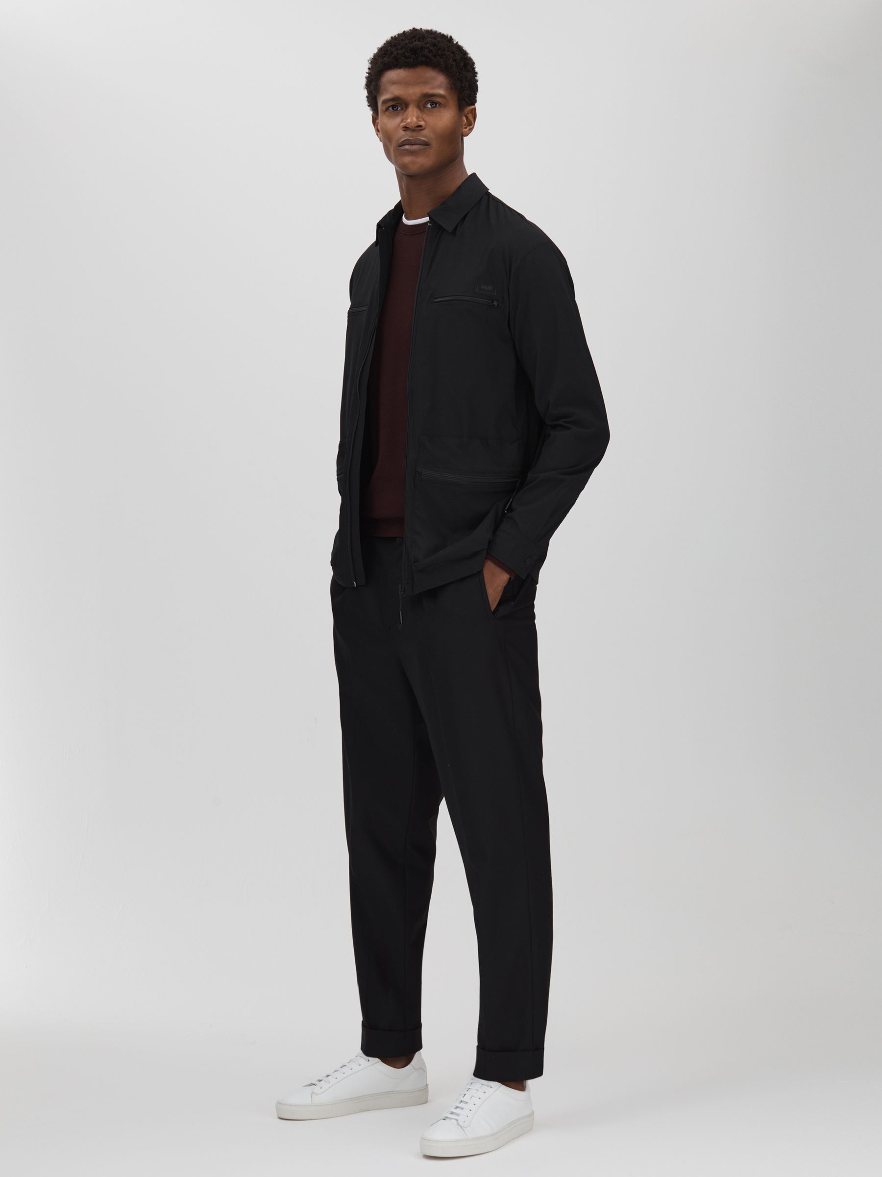 Rains Utility Overshirt in Black - Image 3 of 6