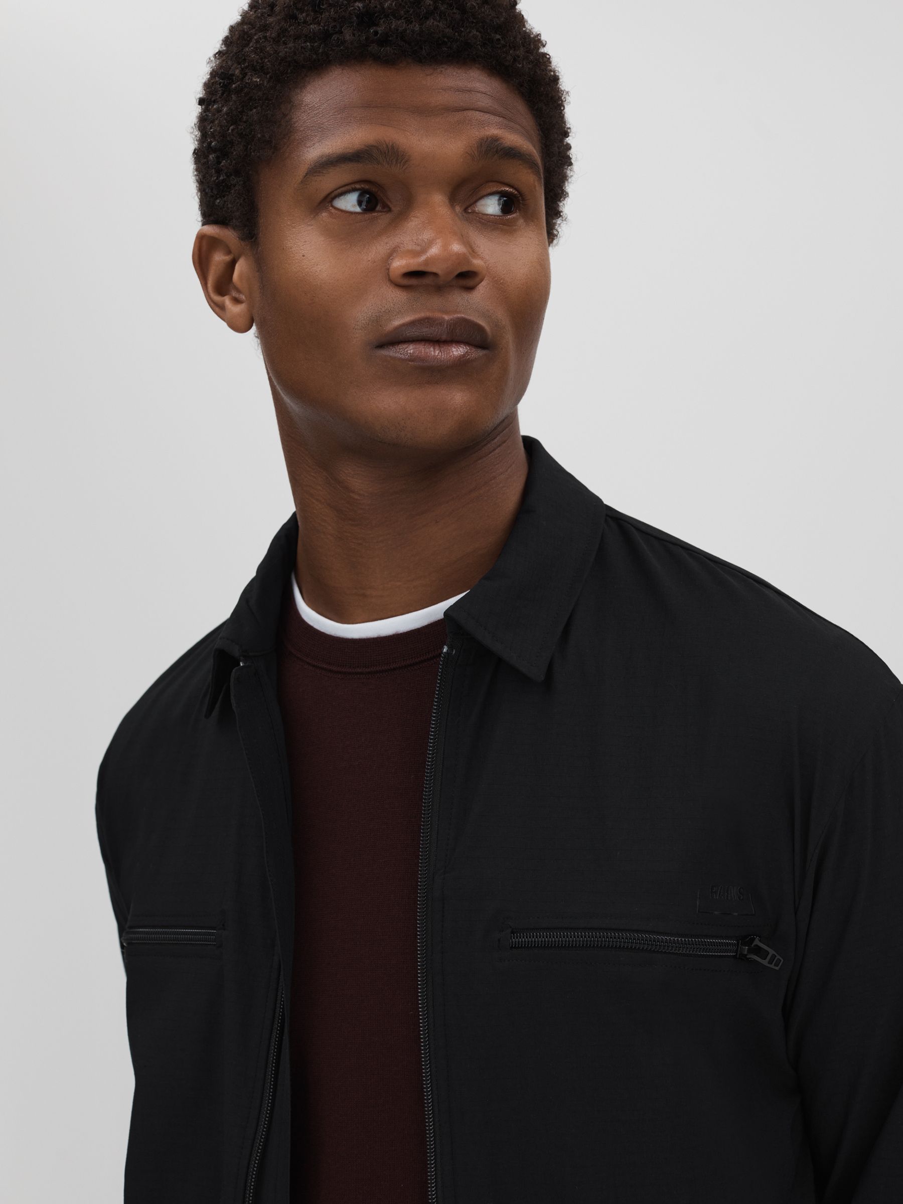 Rains Utility Overshirt in Black - Image 4 of 6