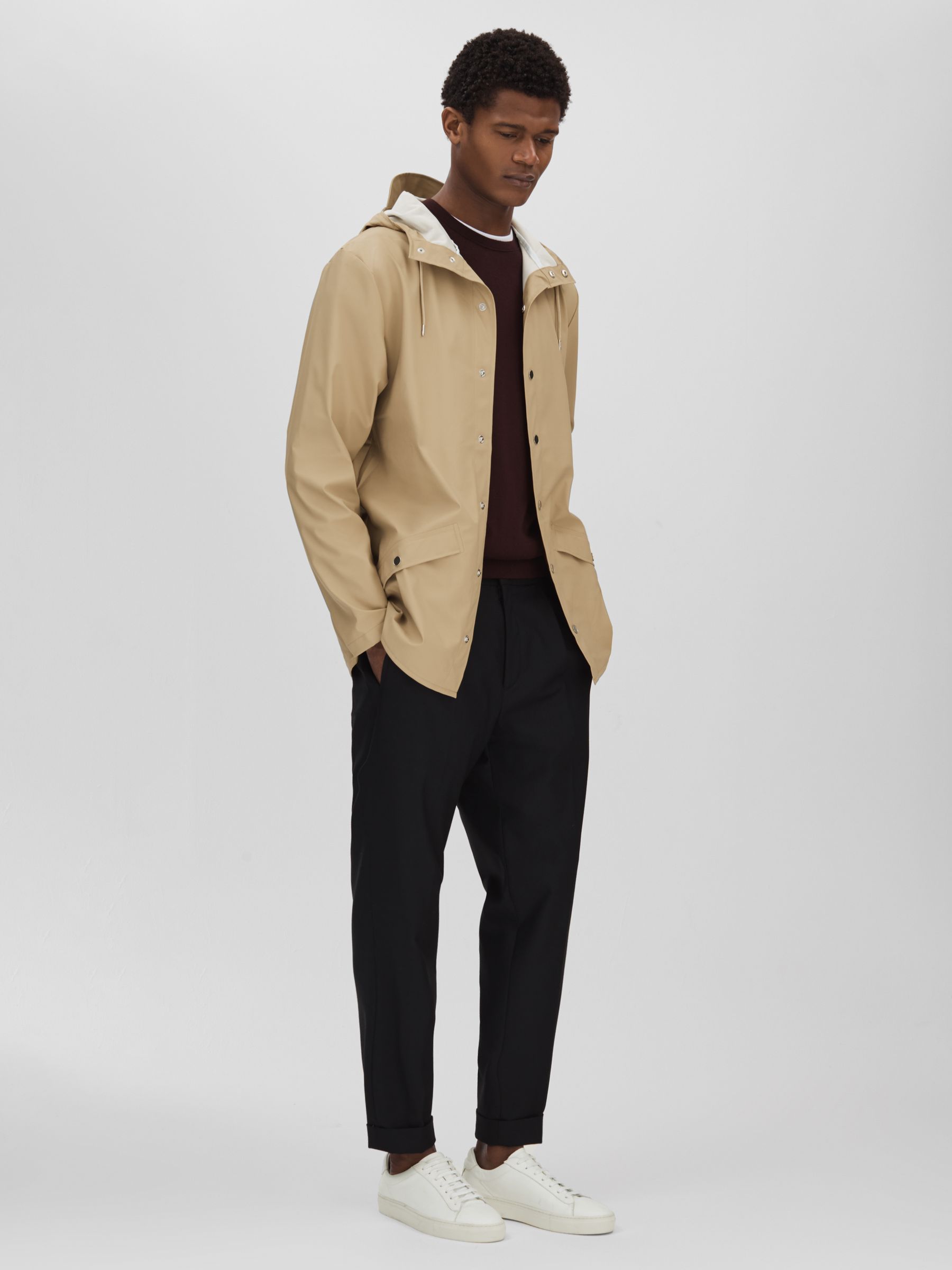 Rains Unisex Hooded Raincoat in Sand - Image 3 of 6
