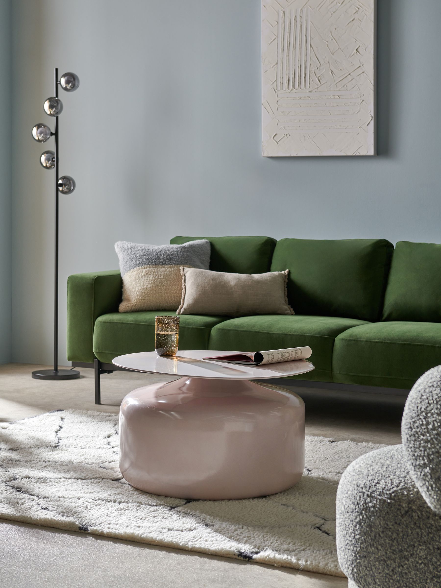 Zuri Metal Coffee Table in Nude White - Image 1 of 5