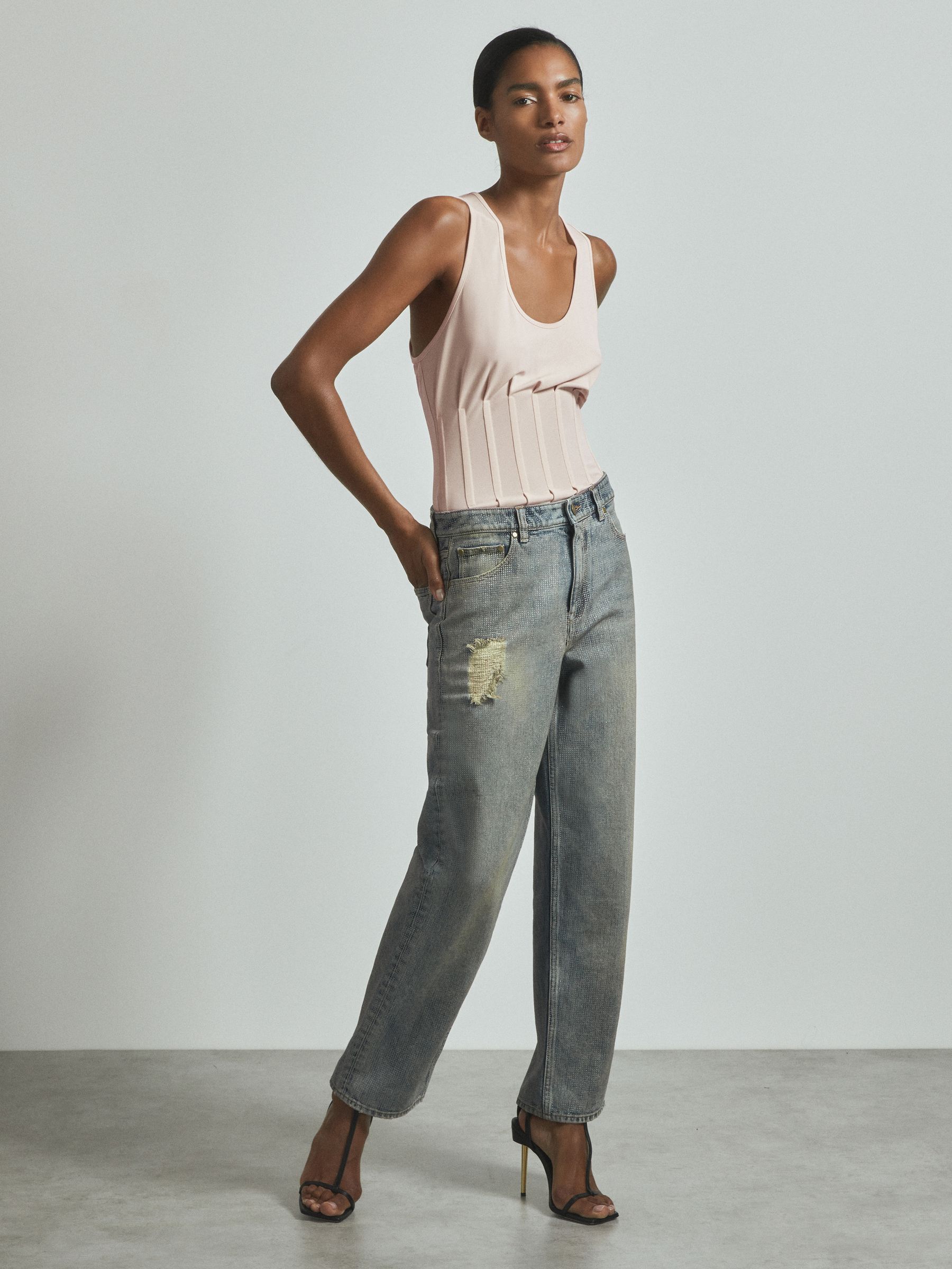 Atelier Corset Detail Vest in Nude - Image 3 of 5