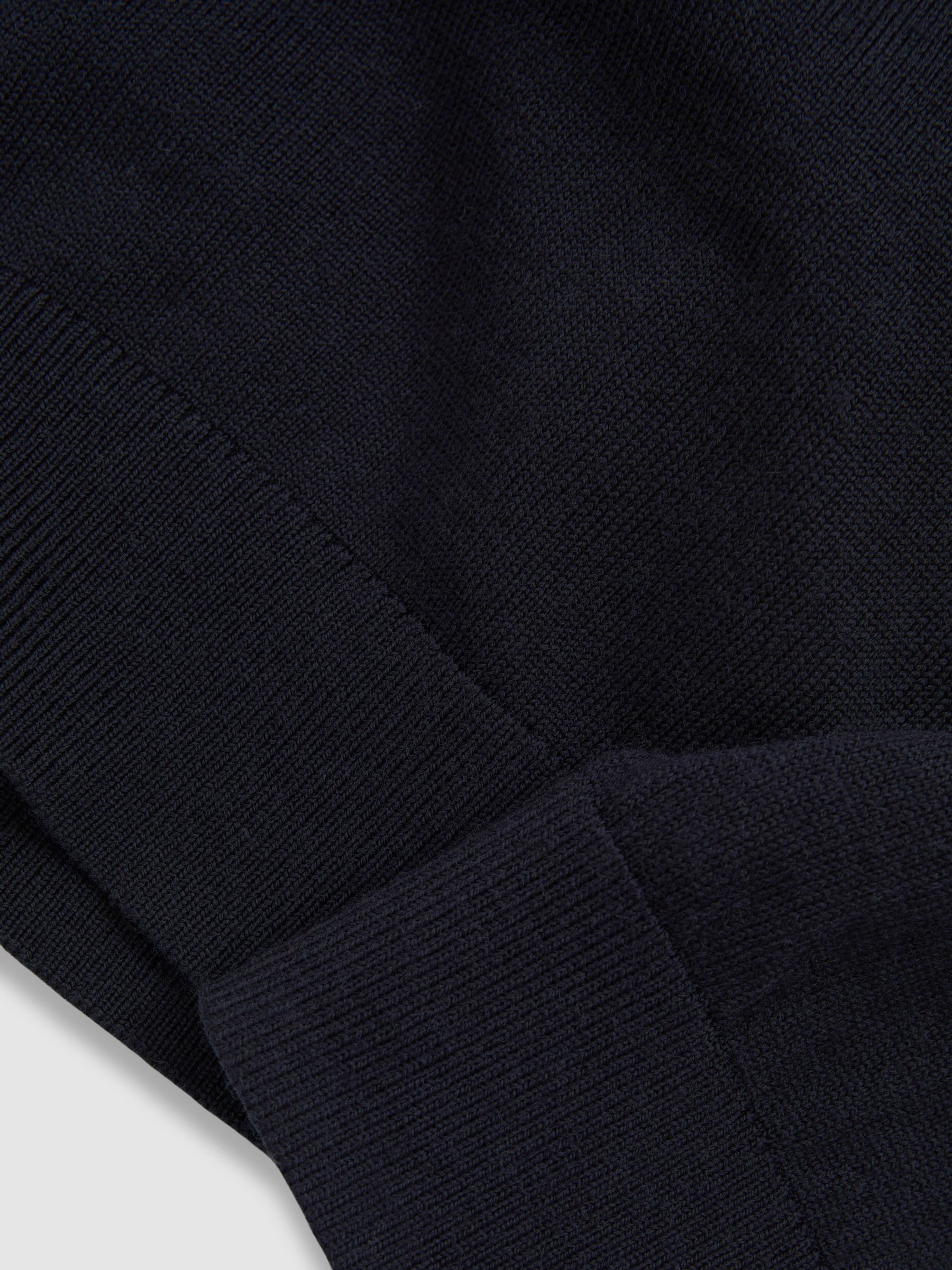 9-13 yrs Merino Wool Half-Zip Funnel Neck Jumper in Navy - Image 4 of 4