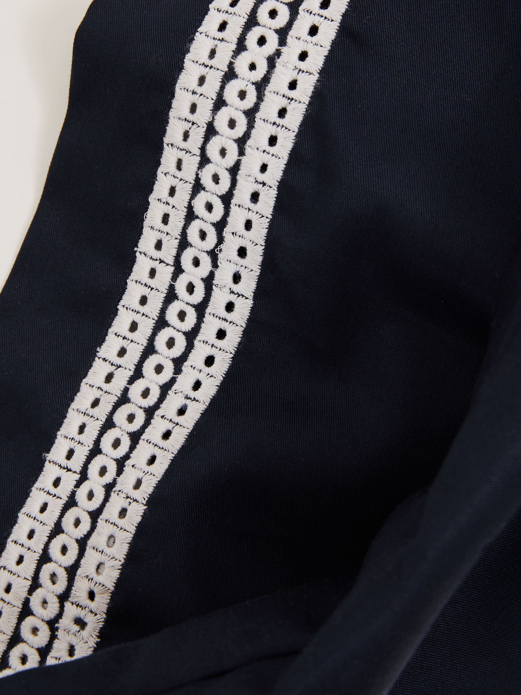 Relaxed Embroidered Trim Cuban Collar Shirt in Navy/White - Image 5 of 5