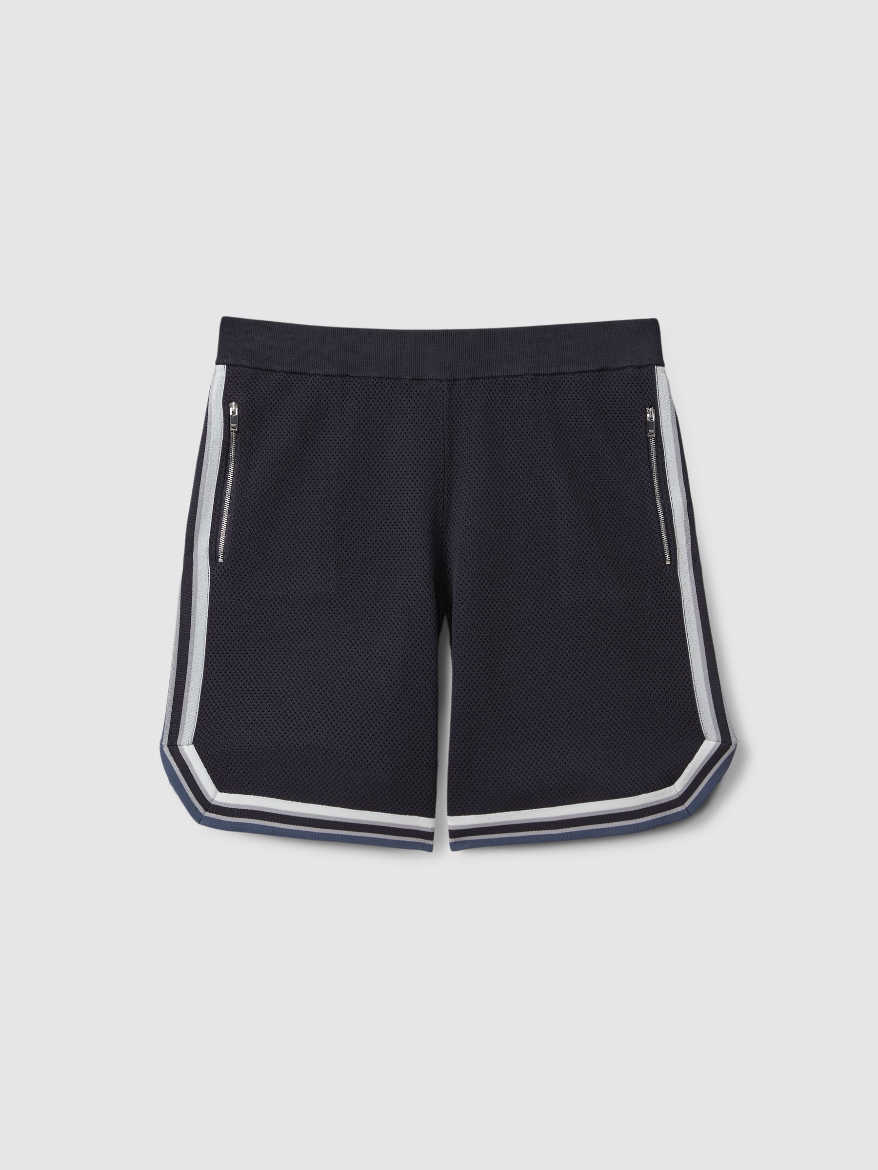 Knitted Elasticated Waist Shorts in Navy Multi - Image 2 of 6