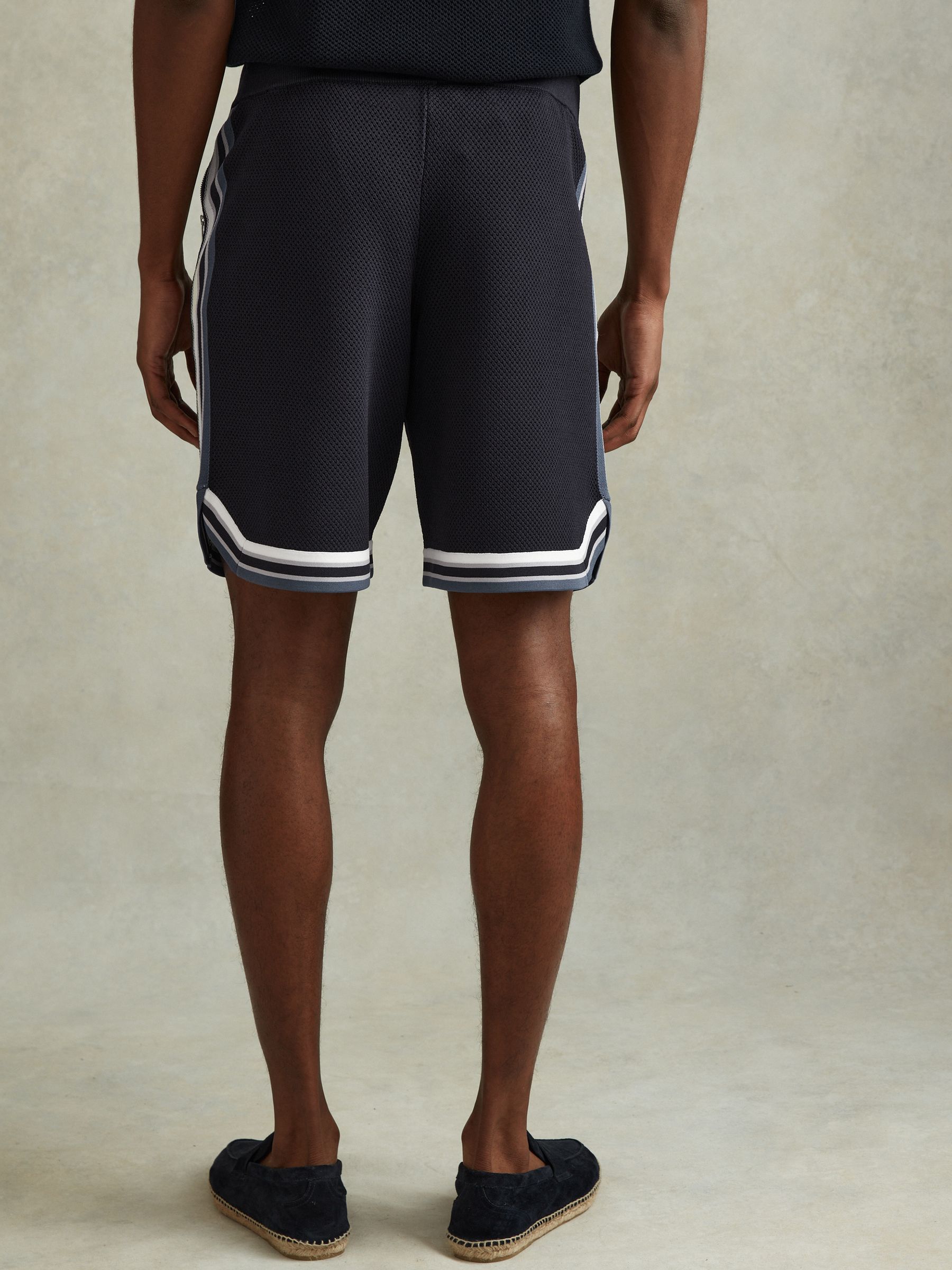 Knitted Elasticated Waist Shorts in Navy Multi - Image 5 of 6