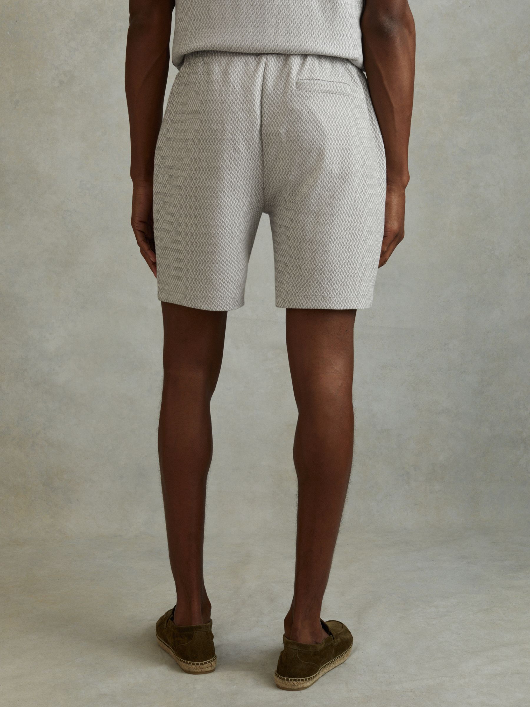Cotton Blend Jacquard Drawstring Shorts in Light Grey - Image 5 of 6