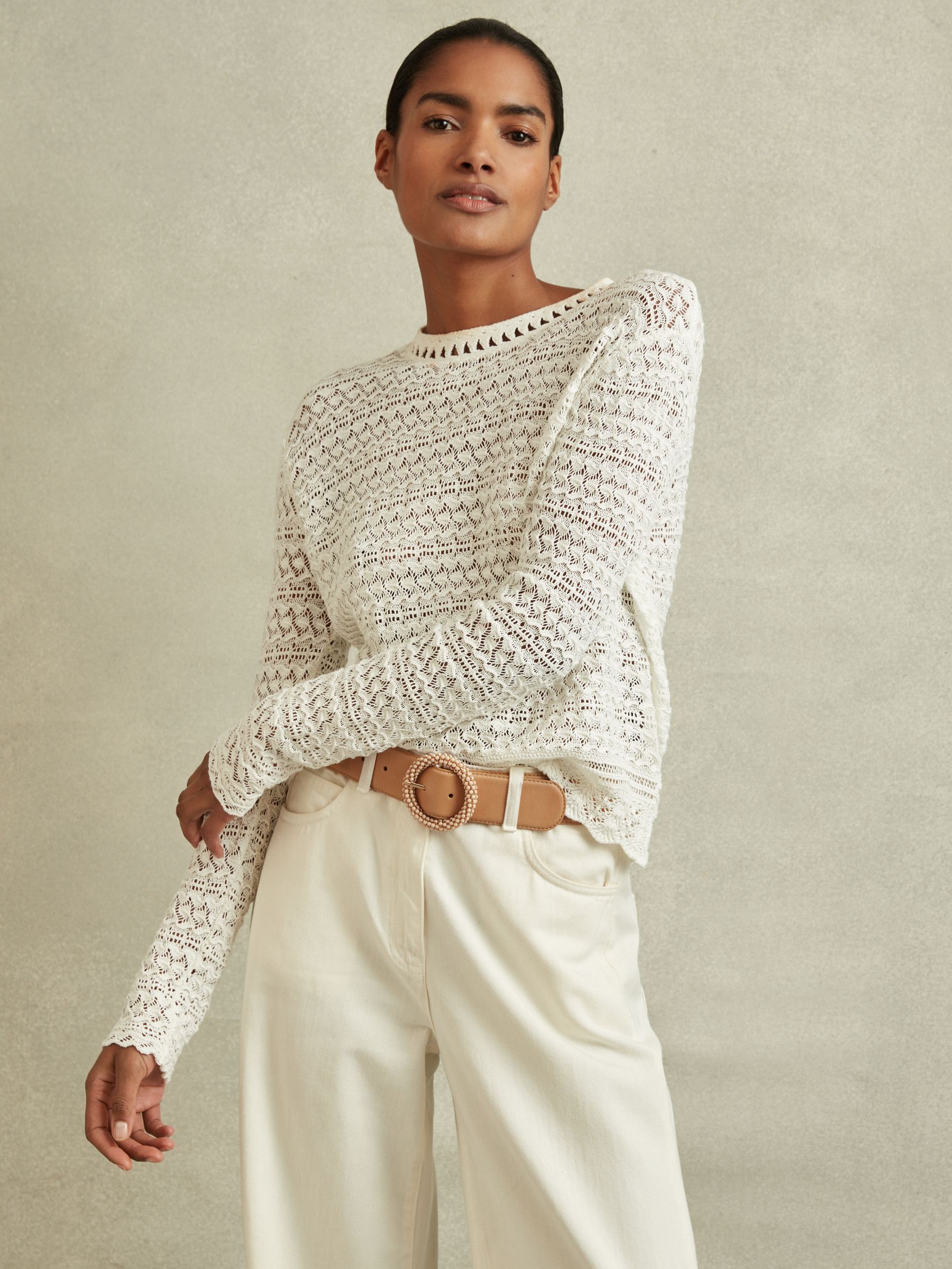 Leather Beaded Buckle Belt in Tan - Image 2 of 4