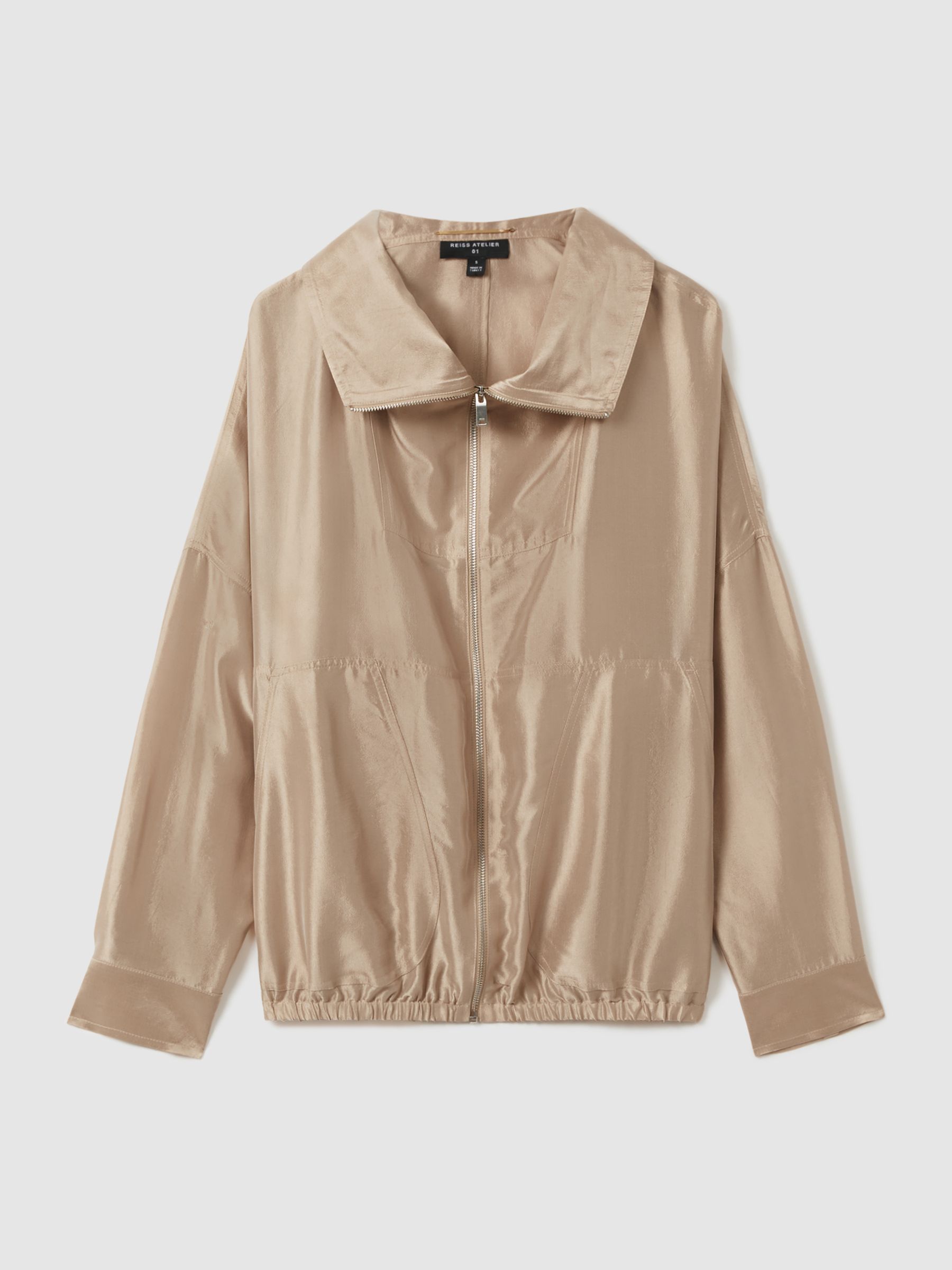 Atelier Zip-Through Jacket with Silk in Champagne - Image 2 of 6