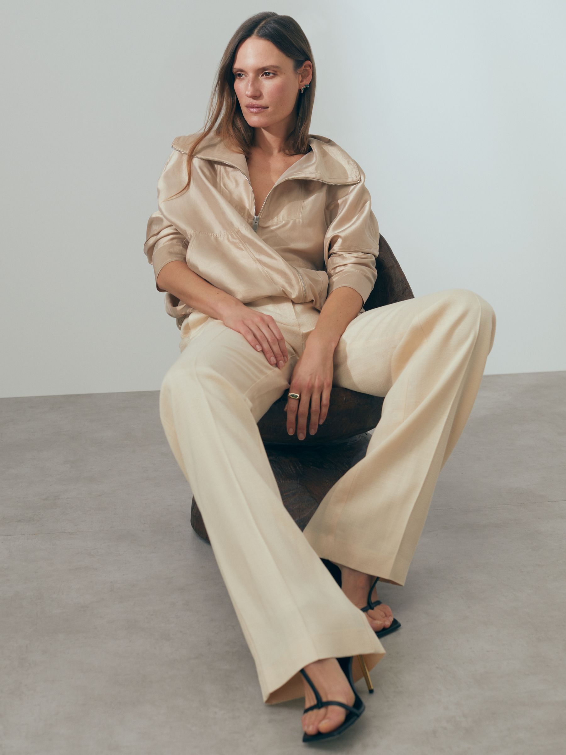 Atelier Zip-Through Jacket with Silk in Champagne - Image 5 of 6