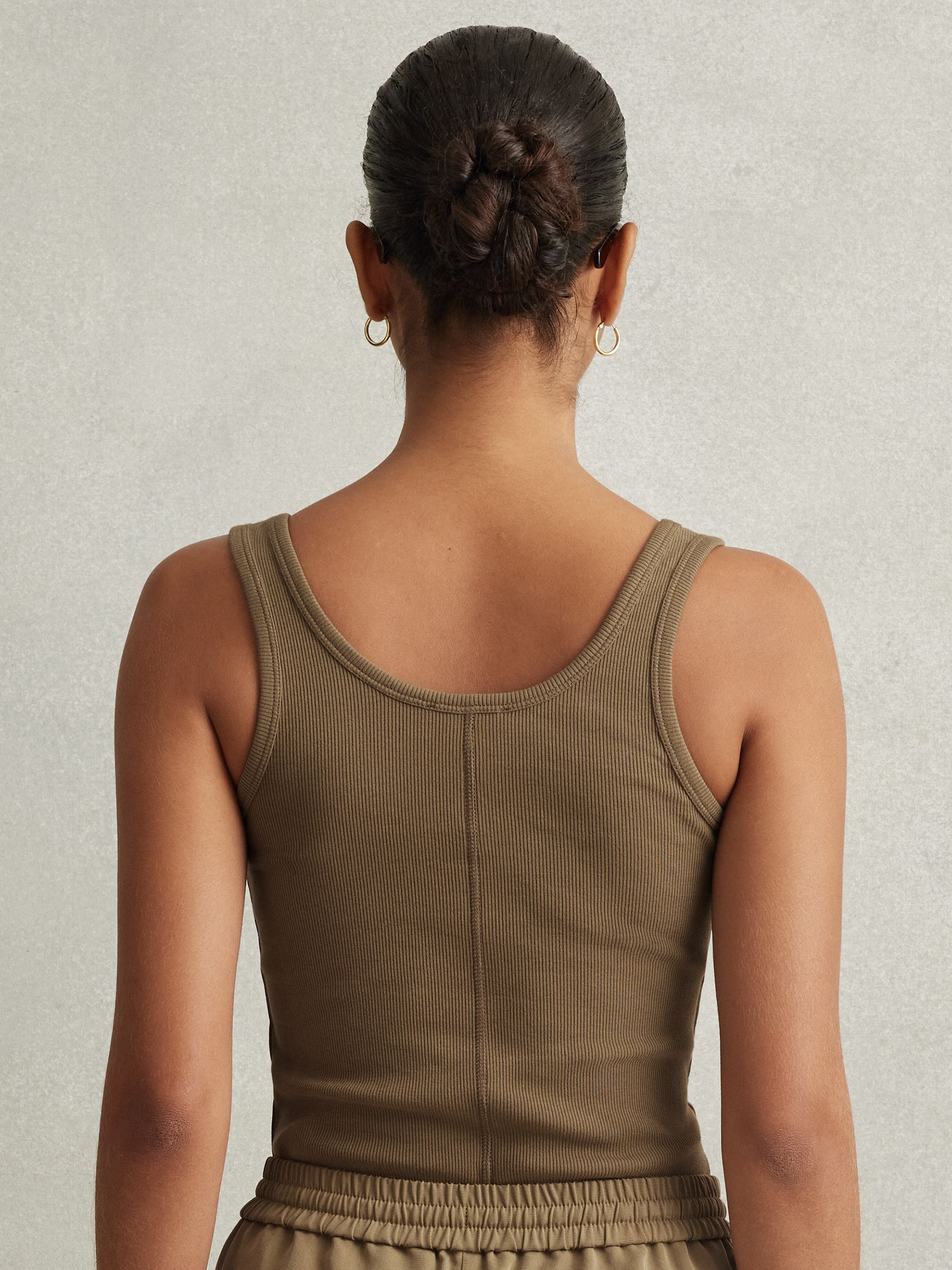 Violet Khaki Scoop Neck Jersey Vest Top - Image 4 of 6