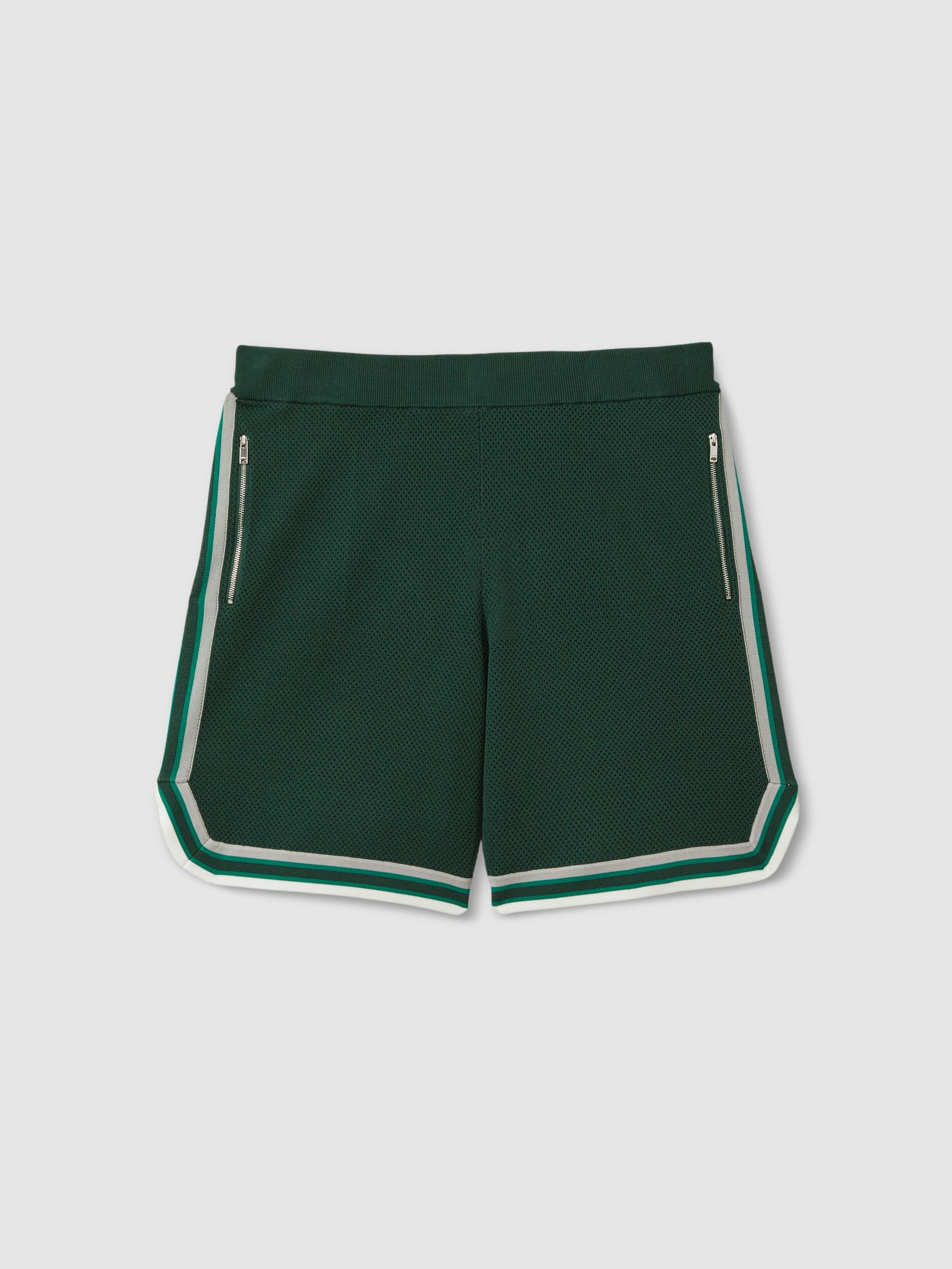 Knitted Elasticated Waist Shorts in Green Multi - Image 2 of 6