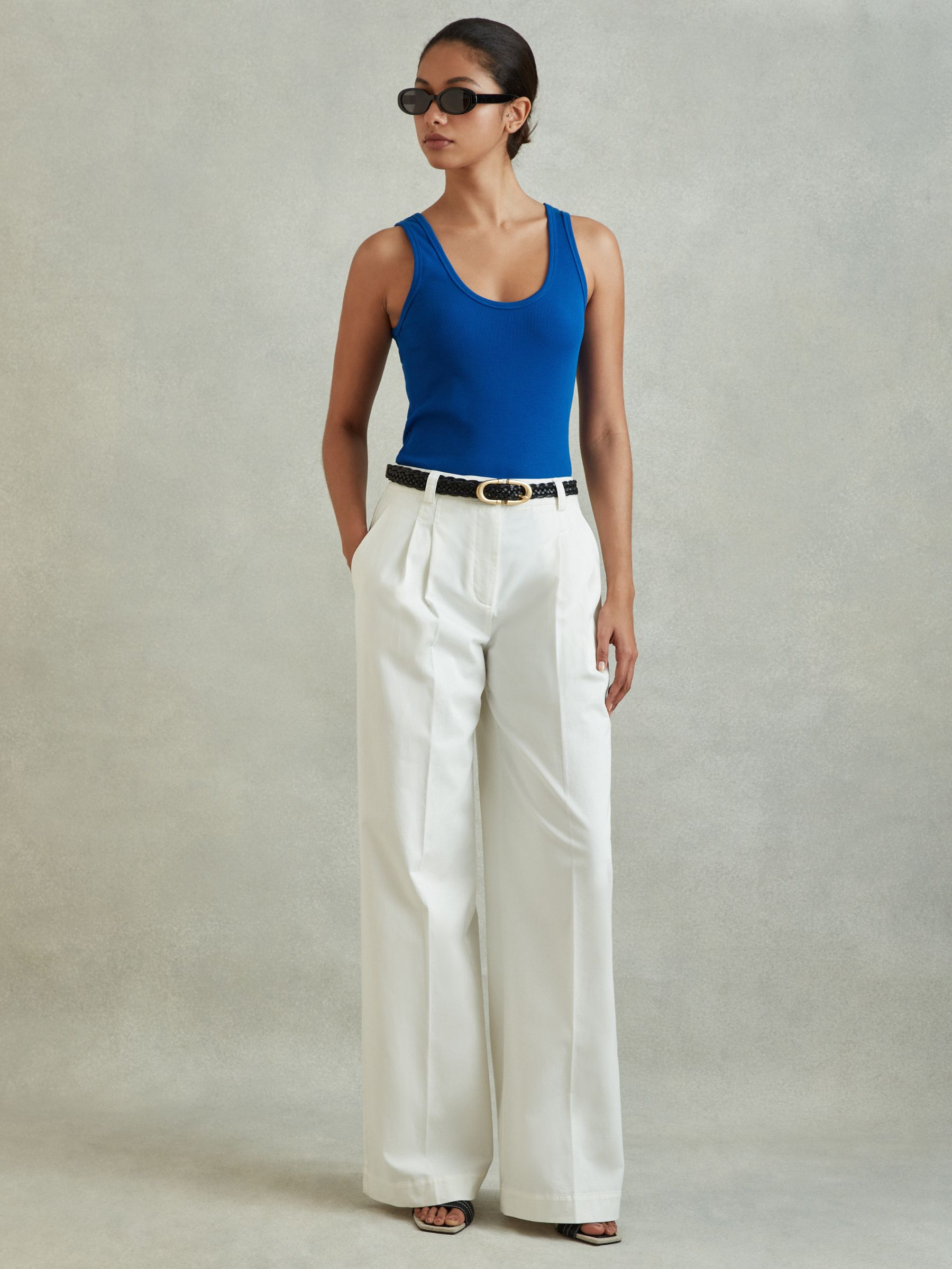 Violet Cobalt Blue Scoop Neck Jersey Vest Top - Image 1 of 6