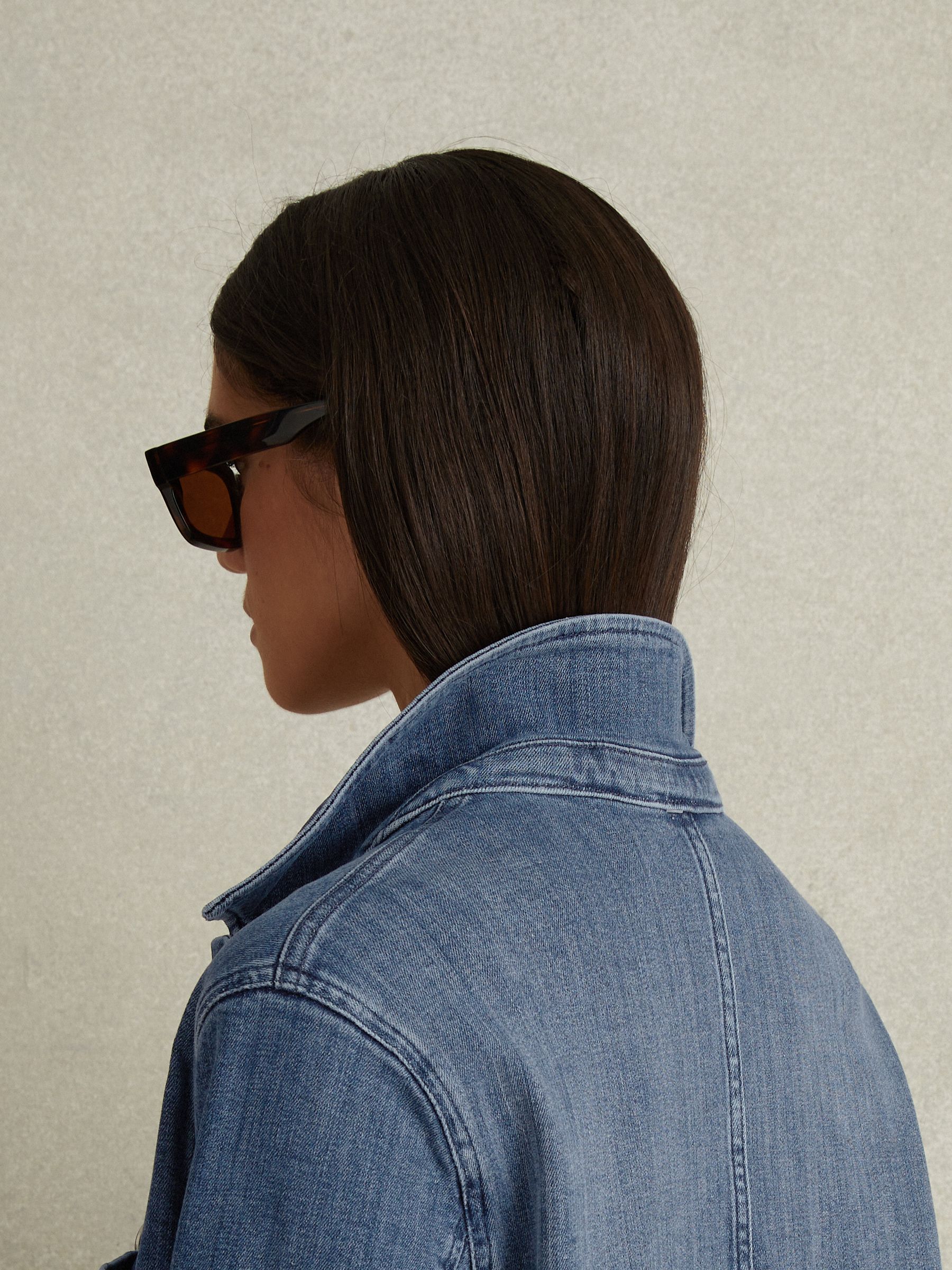 Denim Overshirt in Mid Blue - Image 3 of 5