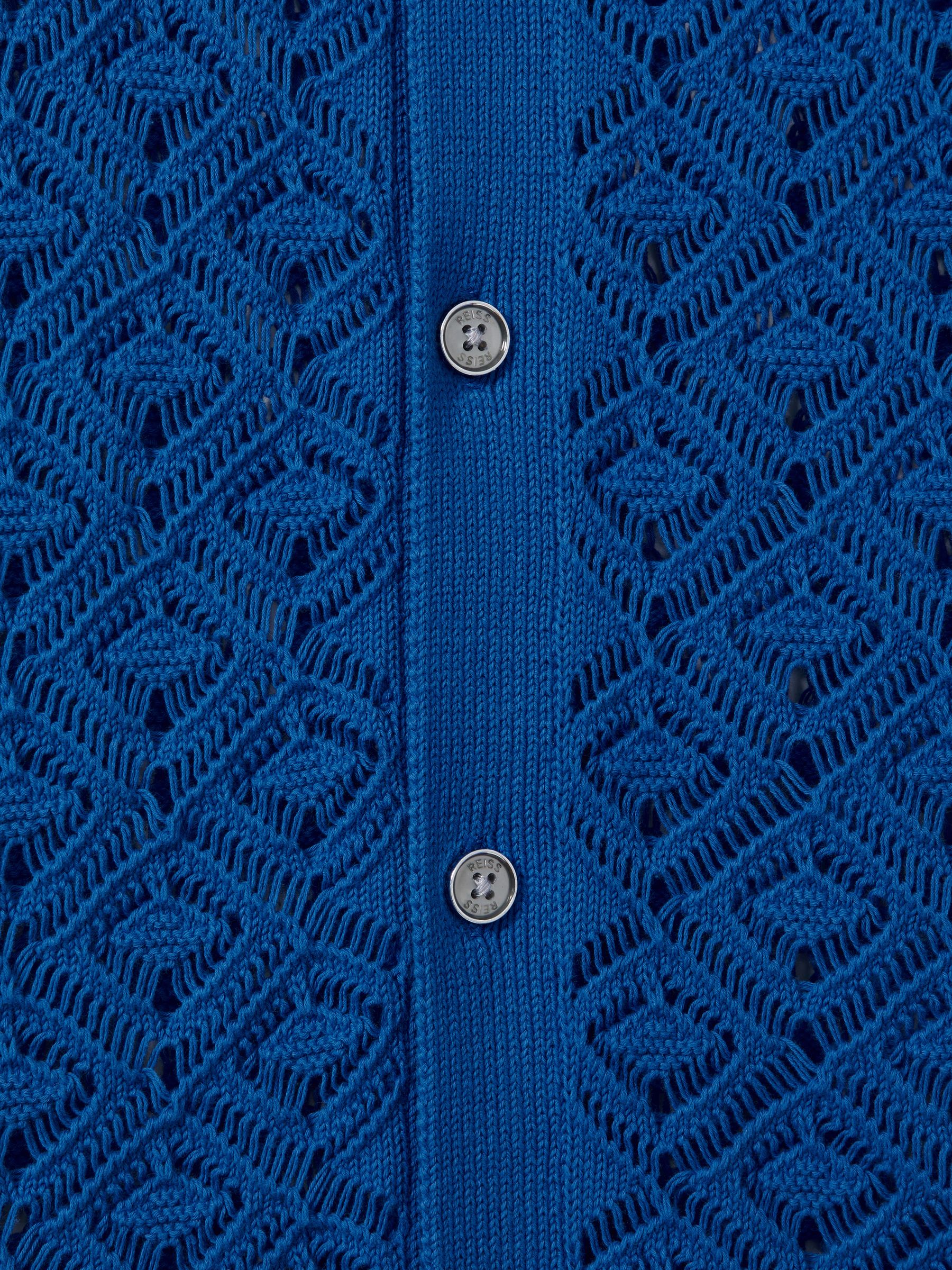 Crochet Cuban Collar Shirt in Bright Blue - Image 6 of 6