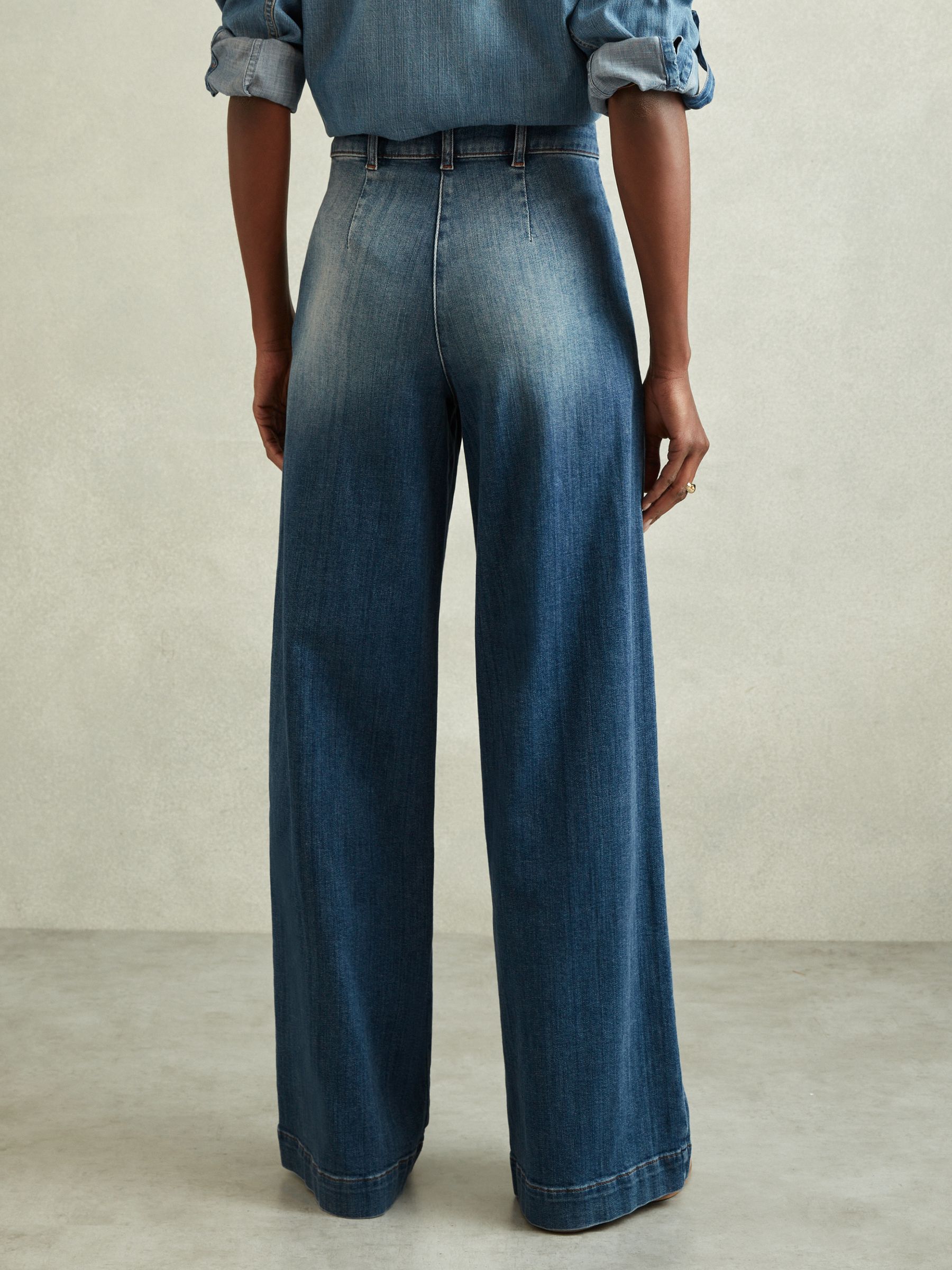 Front Pocket Wide Leg Jeans in Mid Blue - Image 5 of 6