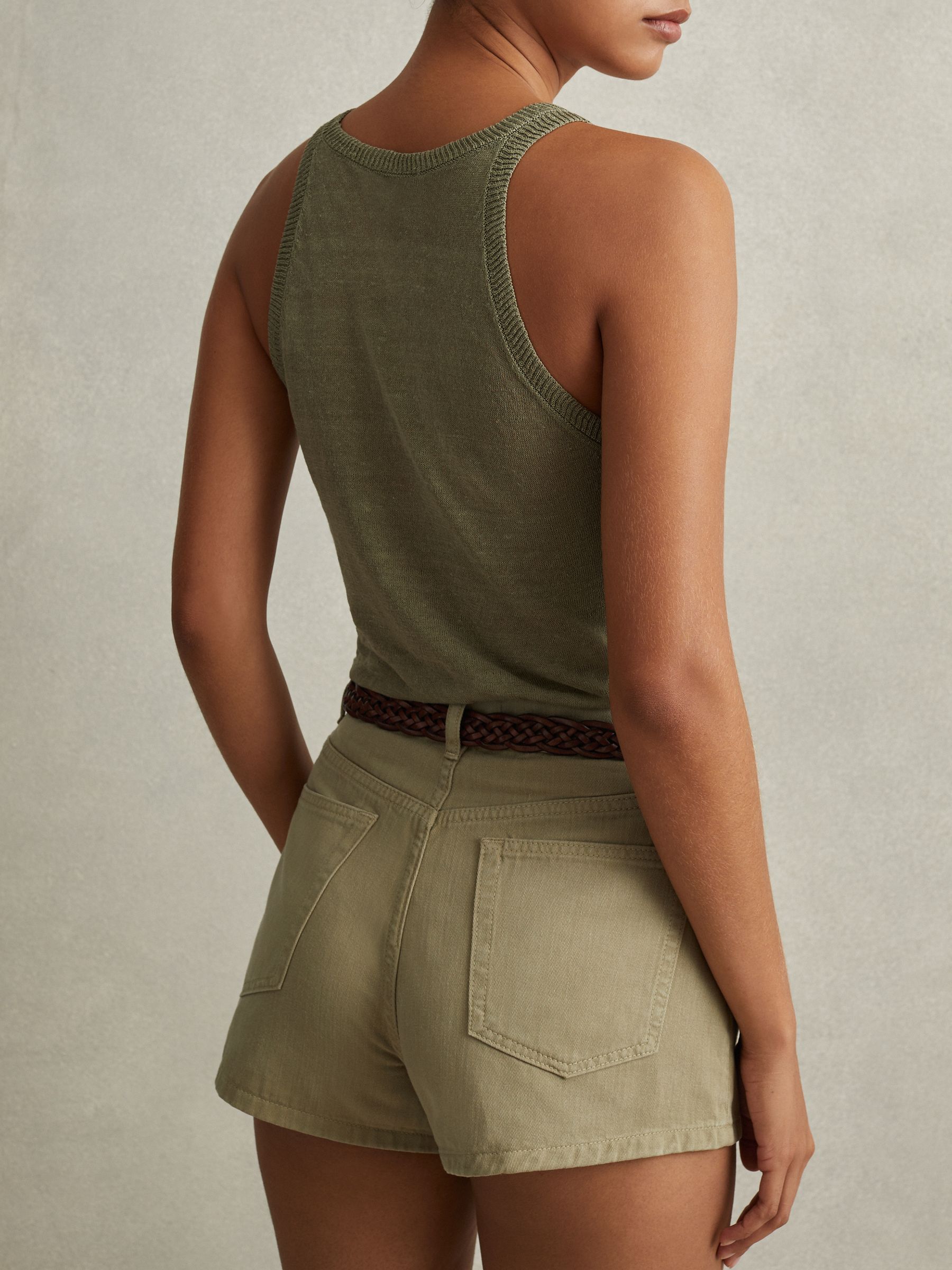 Garment Dyed Shorts in Khaki - Image 4 of 5