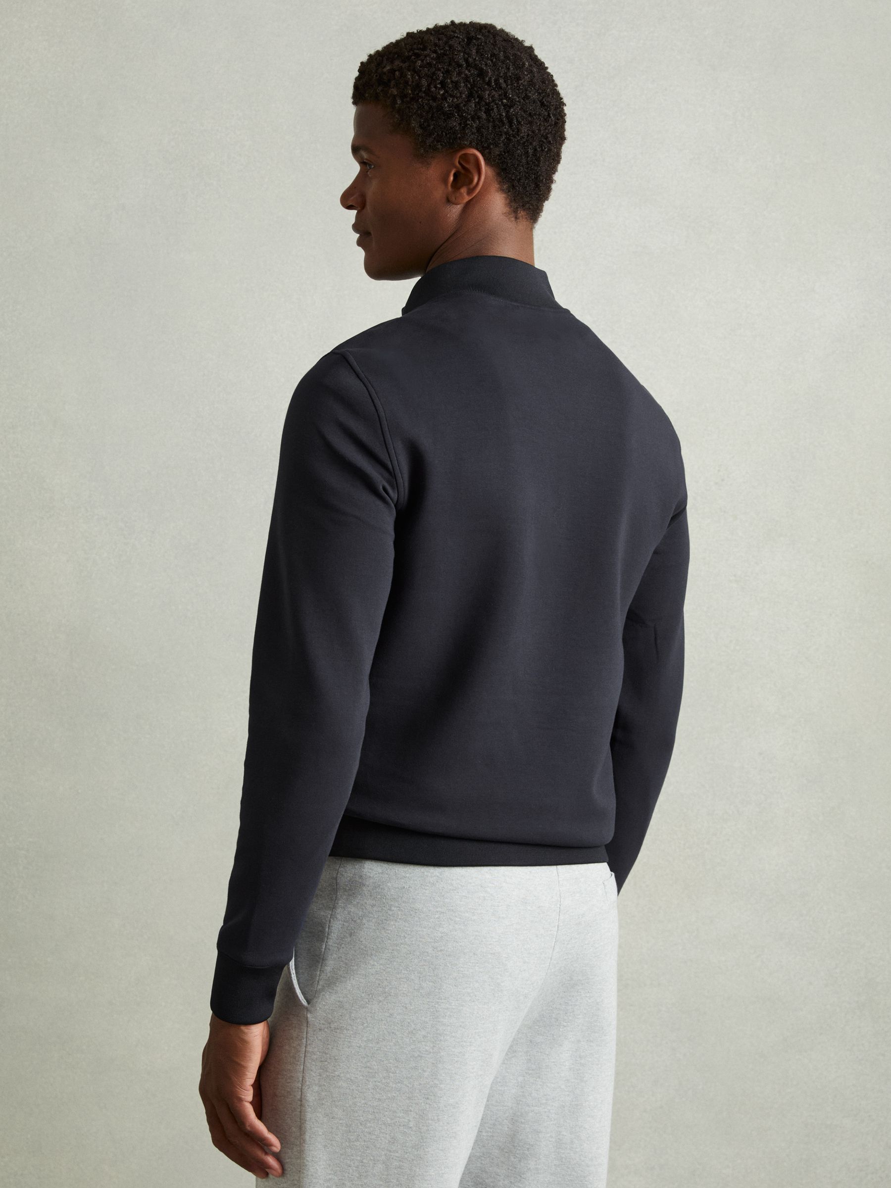 Hybrid Quilt and Interlock Jersey Zip-Through Jacket in Navy - Image 4 of 5
