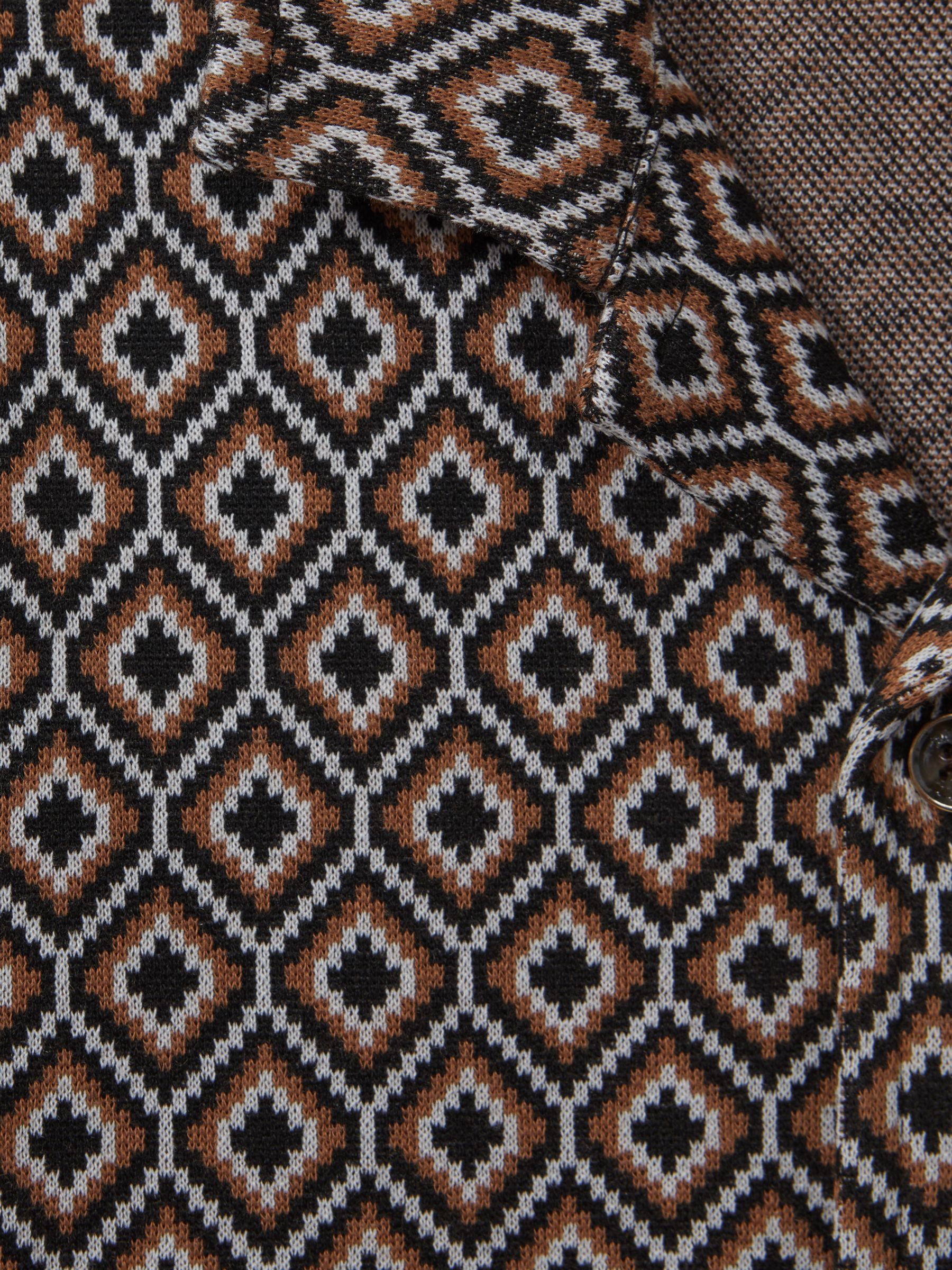 13-14 yrs Jacquard Cuban Collar Shirt in Tobacco Multi - Image 4 of 4