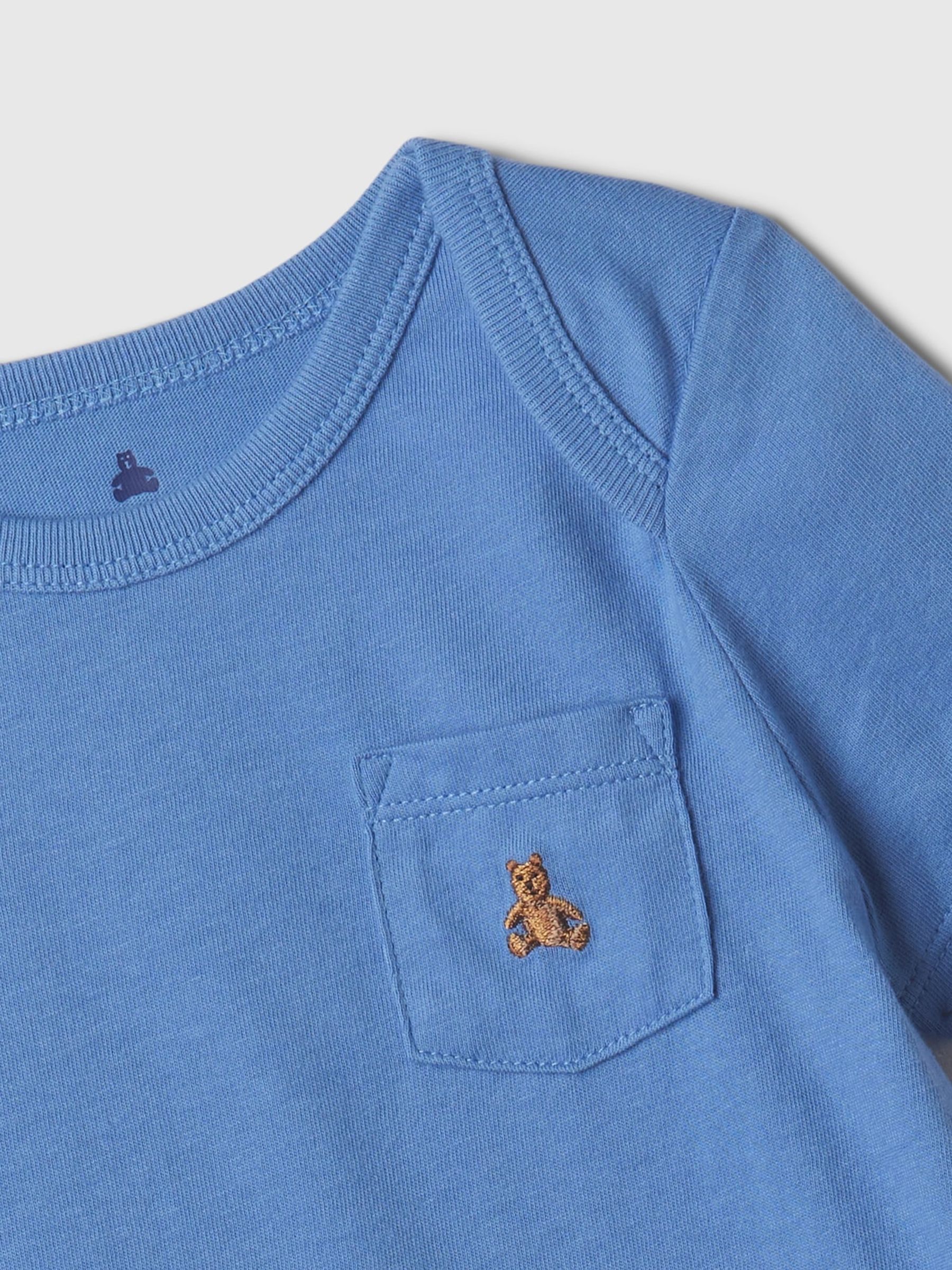 Blue Embroidered Brannan Bear Pocket Short Sleeve Bodysuit (Newborn-24mths) - Image 3 of 3